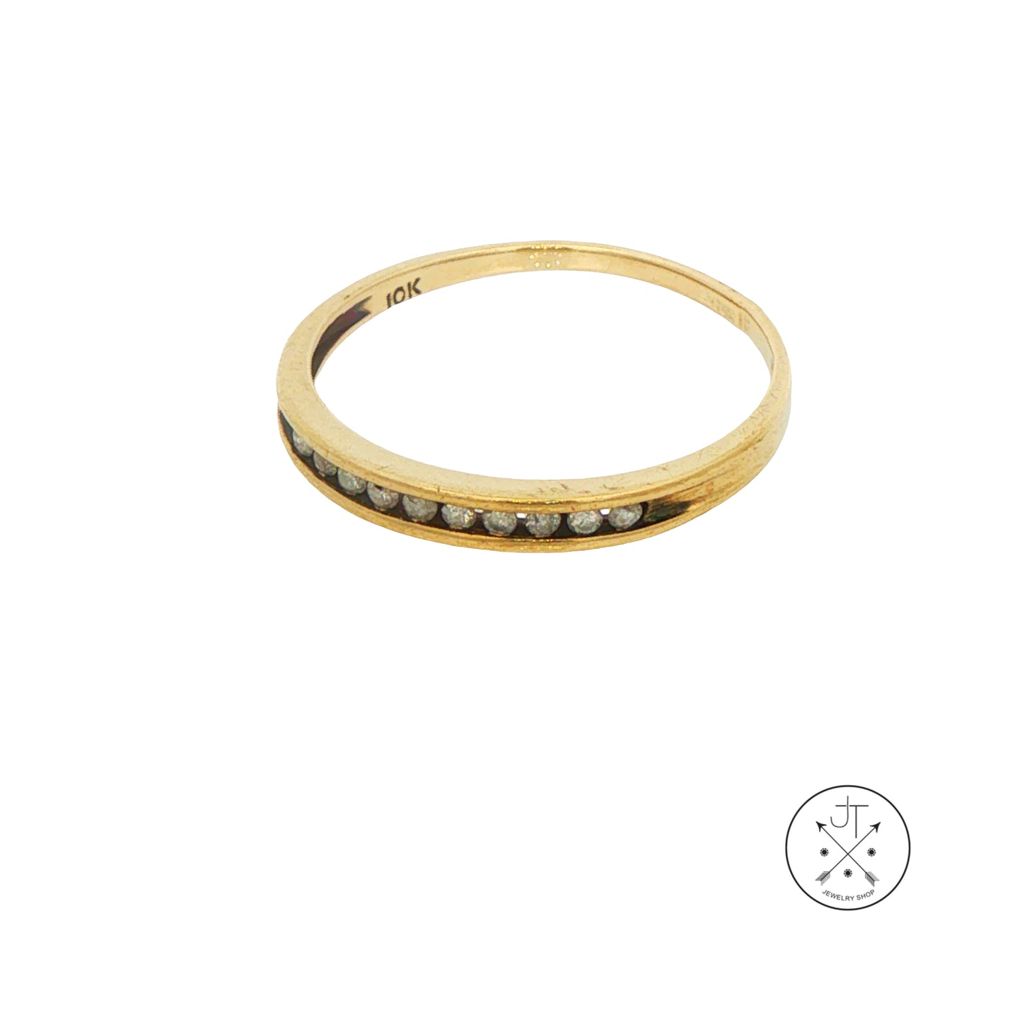Vintage 10k Yellow Gold Ring with .08 ctw natural Diamonds Size 7.5 Thin Stackable