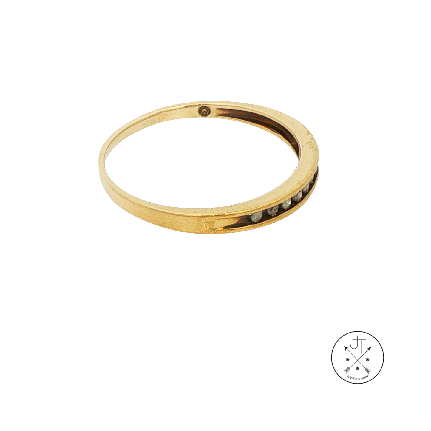 Vintage 10k Yellow Gold Ring with .08 ctw natural Diamonds Size 7.5 Thin Stackable