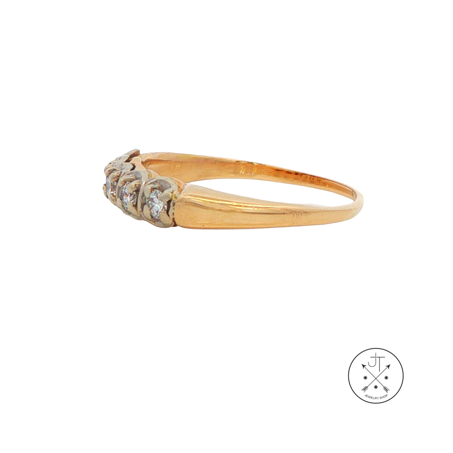Vintage 14k Yellow Gold Band with .18 ctw Natural Diamonds Size 5.25 Stackable