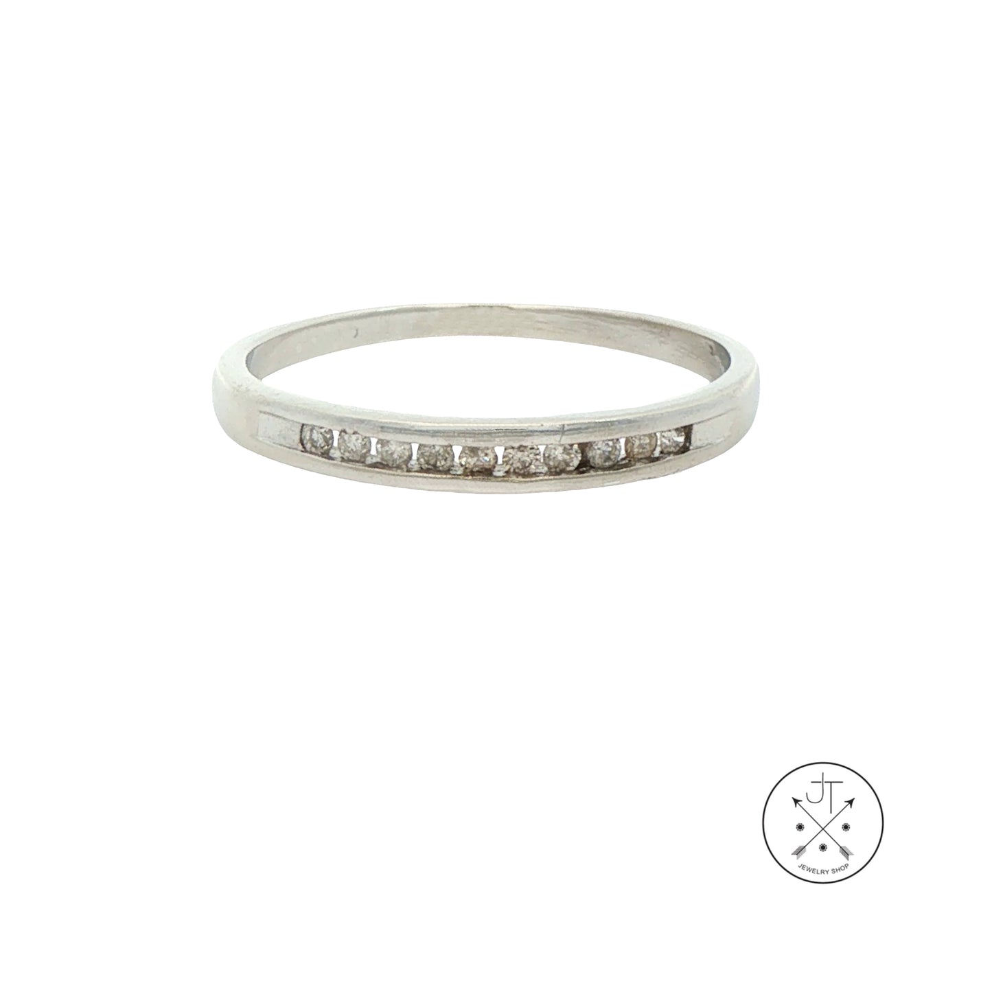 10k White Gold 2.6 mm Band with .1 ctw Natural Diamonds Size 7.5 Thin Stack