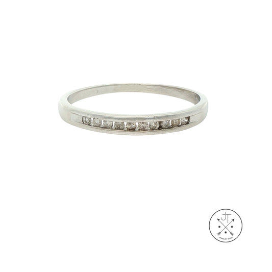 10k White Gold 2.6 mm Band with .1 ctw Natural Diamonds Size 7.5 Thin Stack