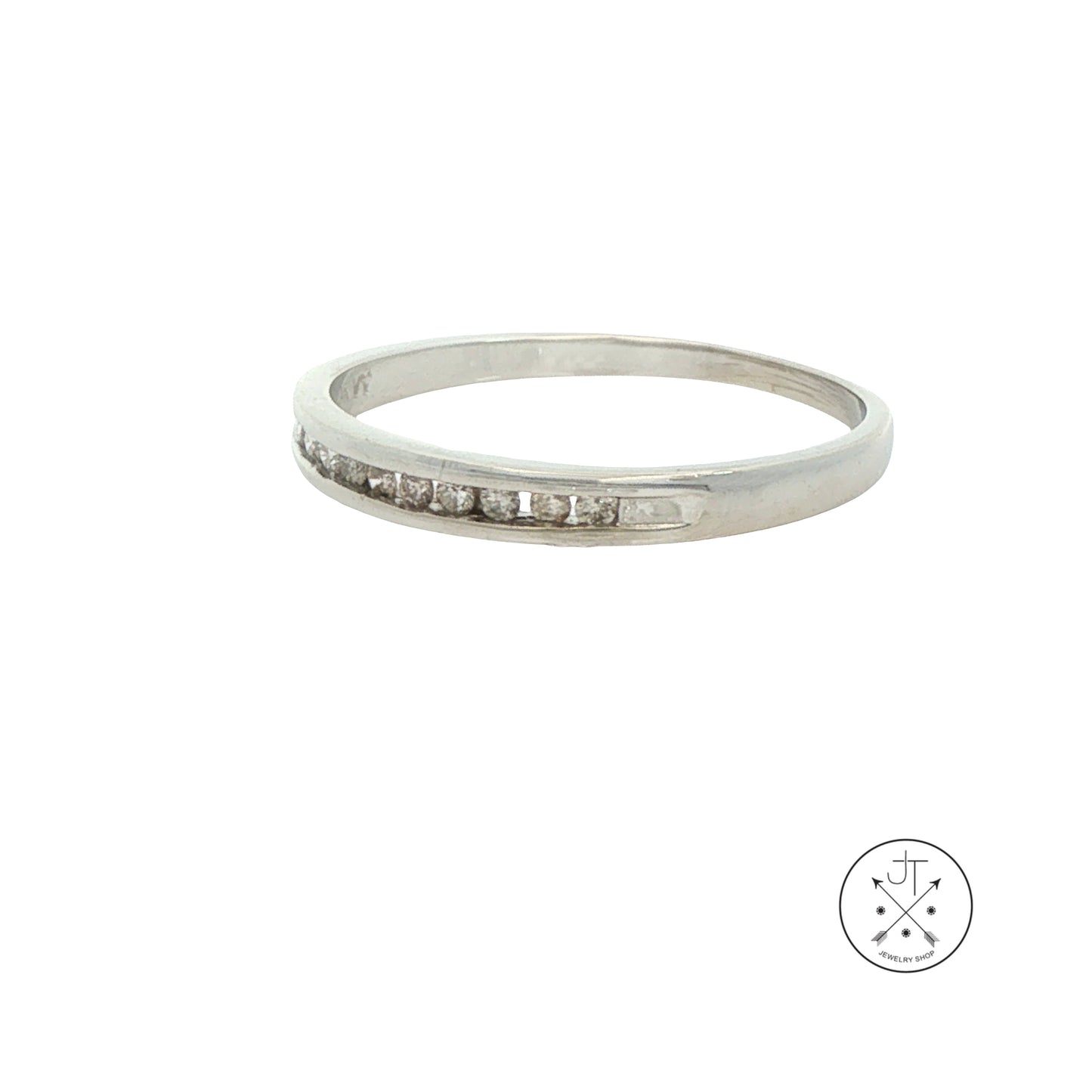 10k White Gold 2.6 mm Band with .1 ctw Natural Diamonds Size 7.5 Thin Stack