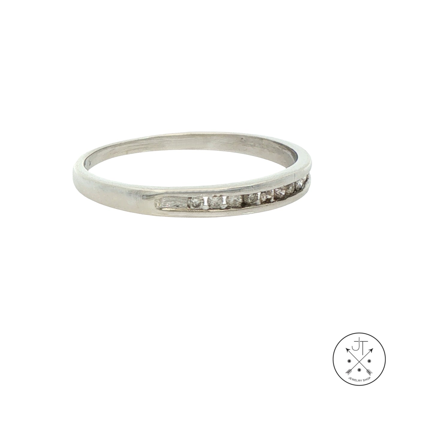 10k White Gold 2.6 mm Band with .1 ctw Natural Diamonds Size 7.5 Thin Stack