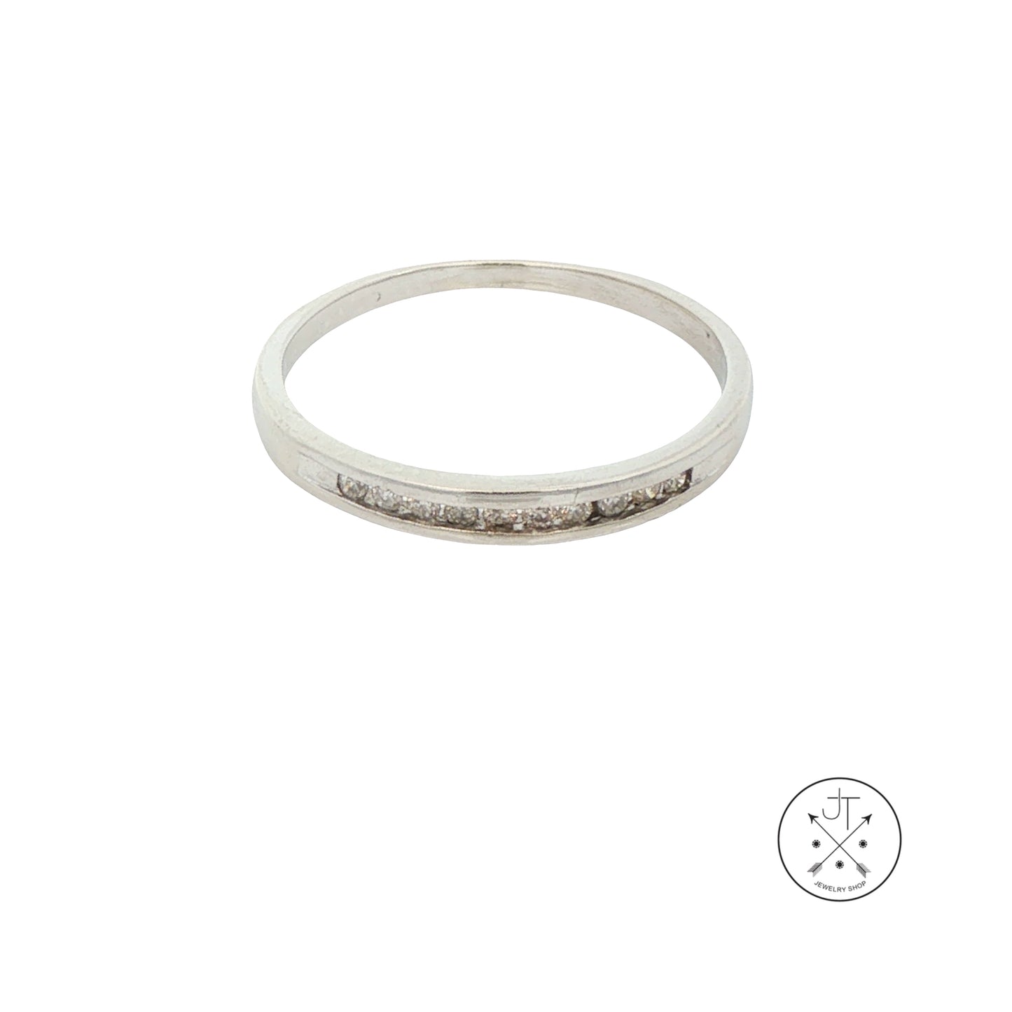 10k White Gold 2.6 mm Band with .1 ctw Natural Diamonds Size 7.5 Thin Stack