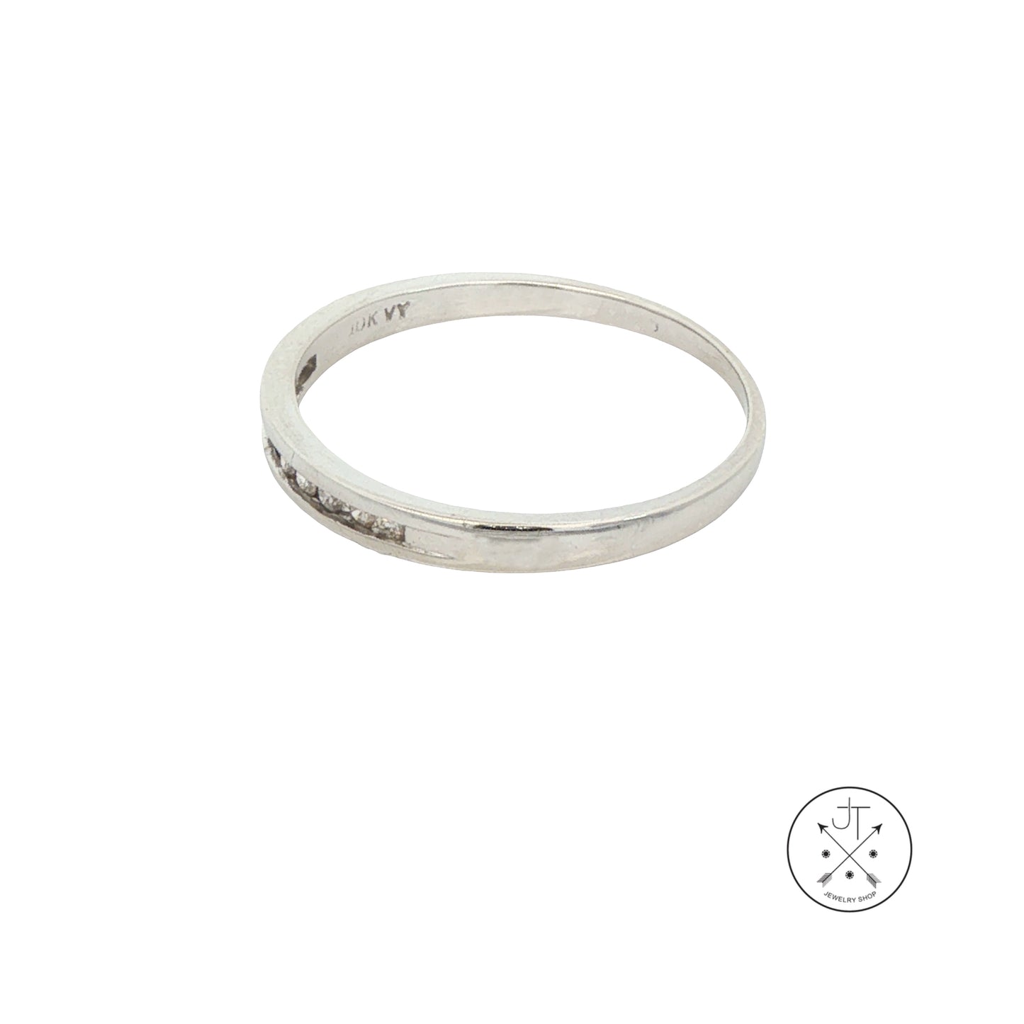 10k White Gold 2.6 mm Band with .1 ctw Natural Diamonds Size 7.5 Thin Stack