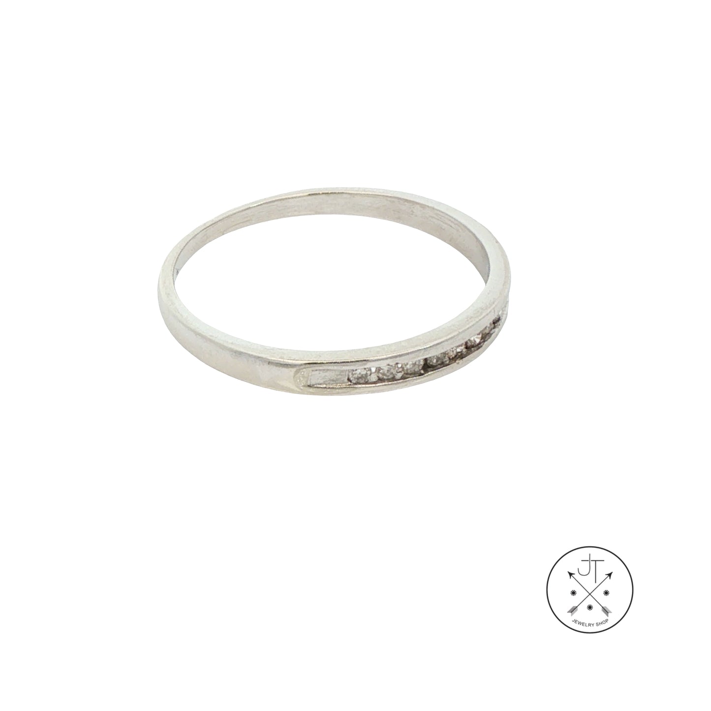 10k White Gold 2.6 mm Band with .1 ctw Natural Diamonds Size 7.5 Thin Stack