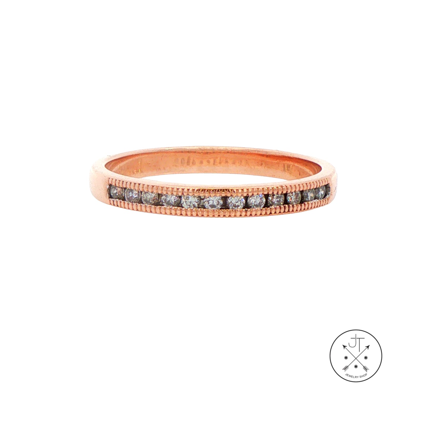 10k Rose Gold 2.5 mm Band with .1 ctw Natural Diamonds Size 7.25 Thin Stack