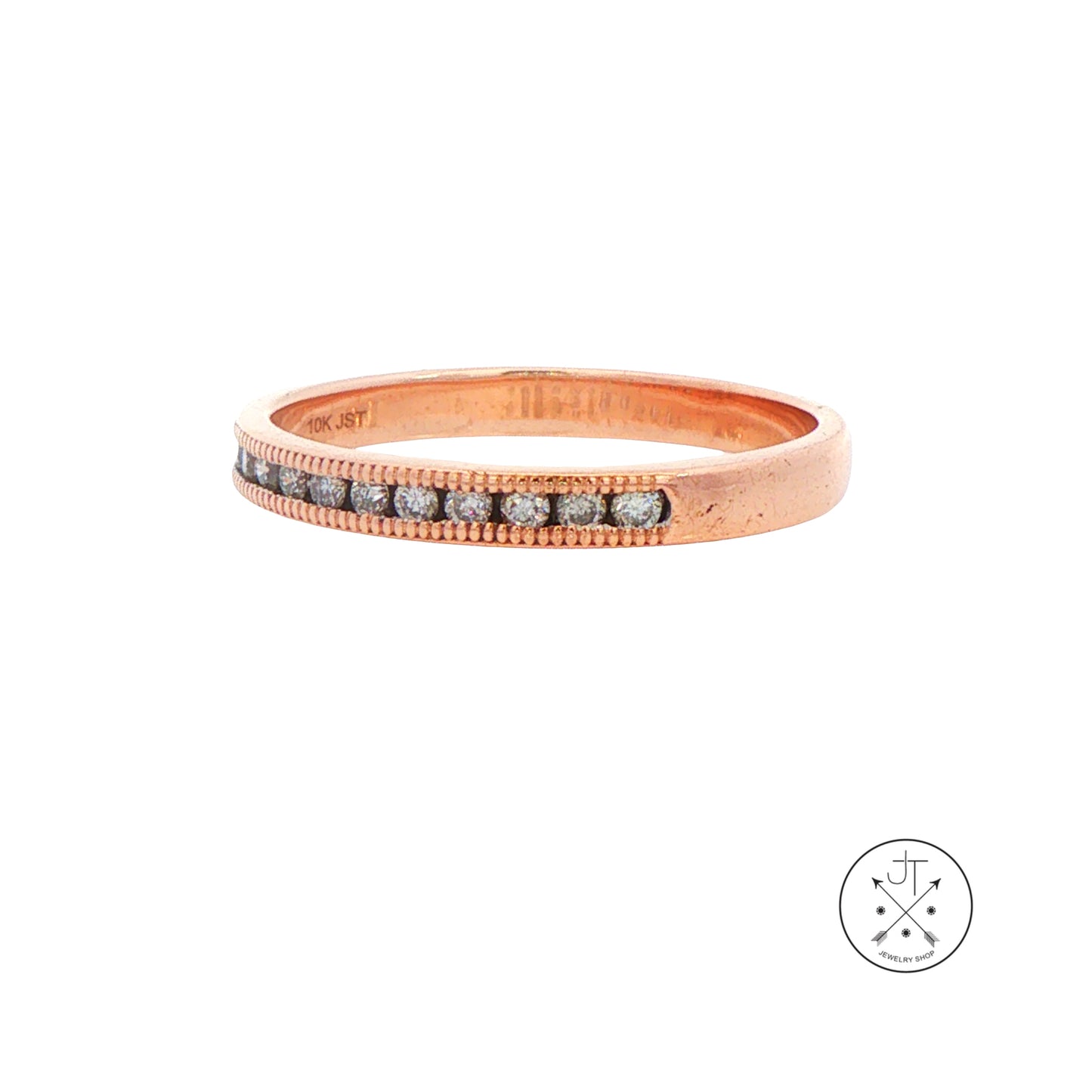 10k Rose Gold 2.5 mm Band with .1 ctw Natural Diamonds Size 7.25 Thin Stack