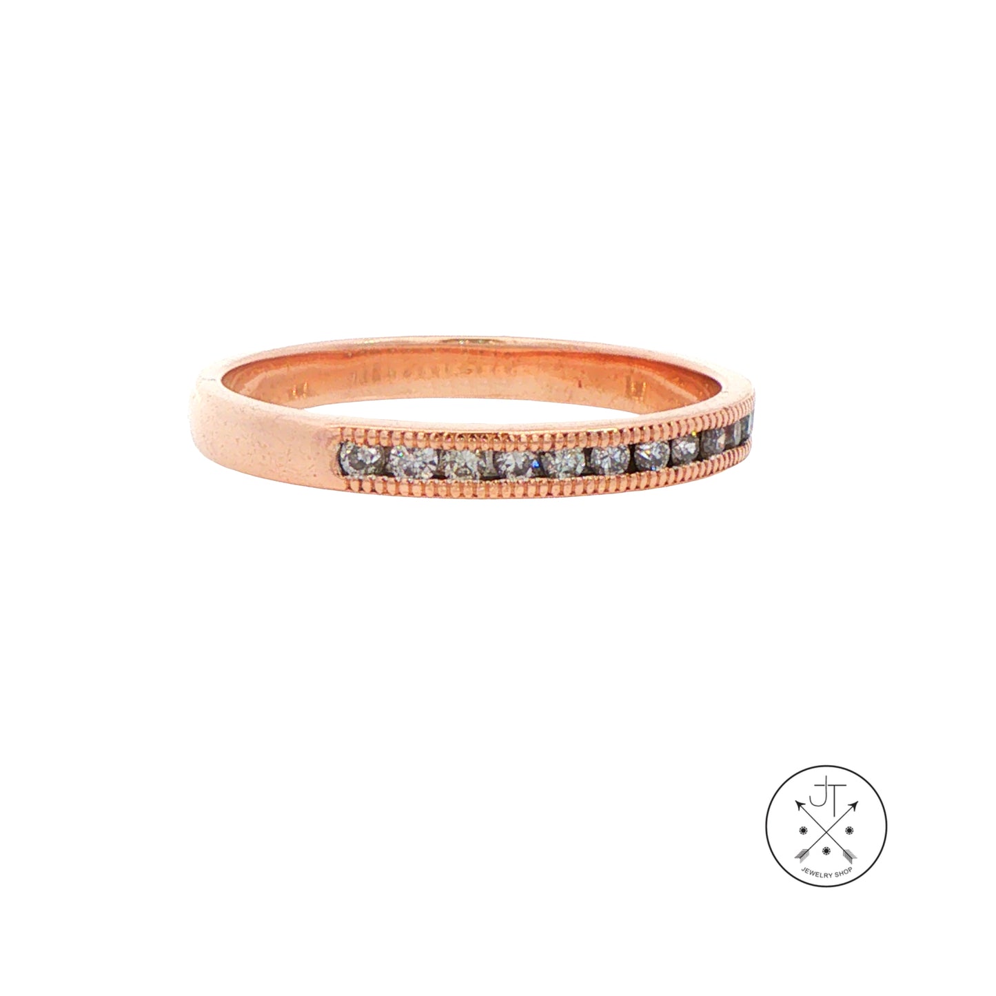10k Rose Gold 2.5 mm Band with .1 ctw Natural Diamonds Size 7.25 Thin Stack