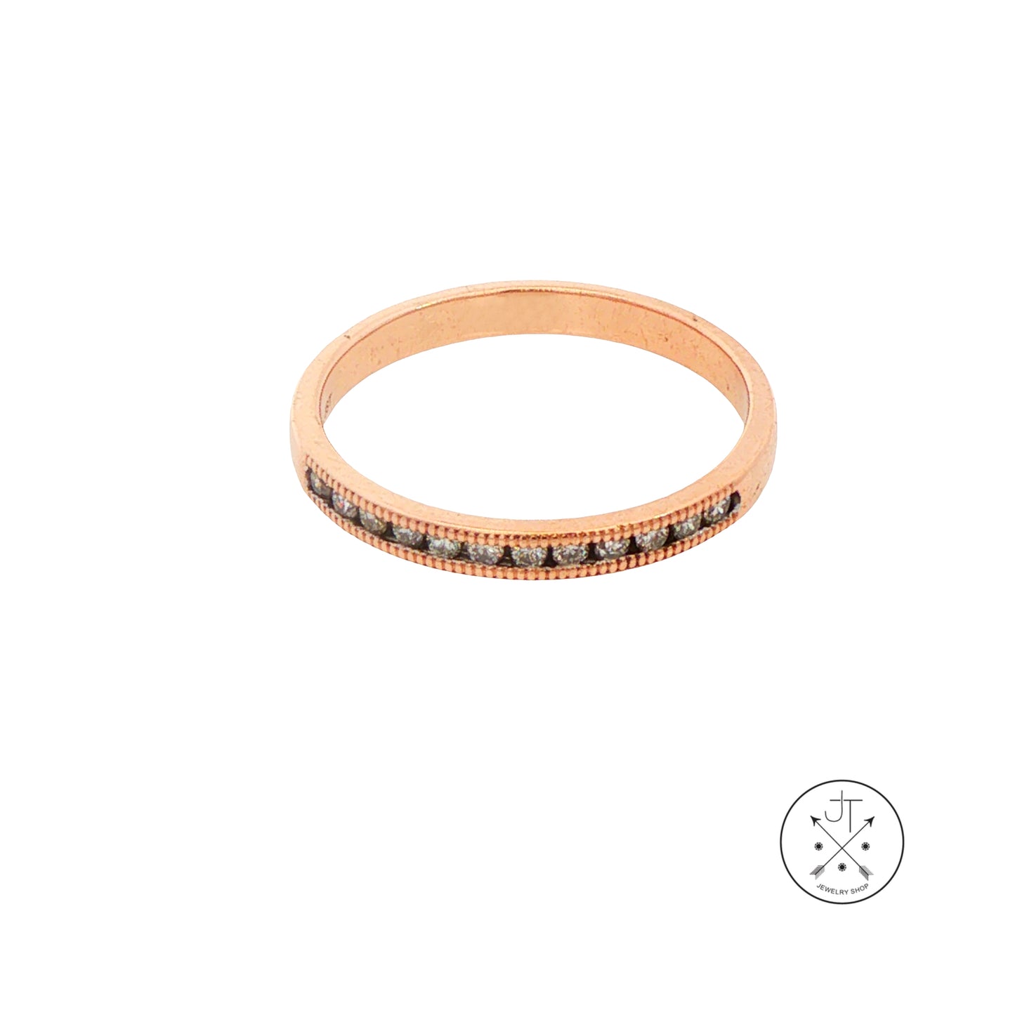 10k Rose Gold 2.5 mm Band with .1 ctw Natural Diamonds Size 7.25 Thin Stack