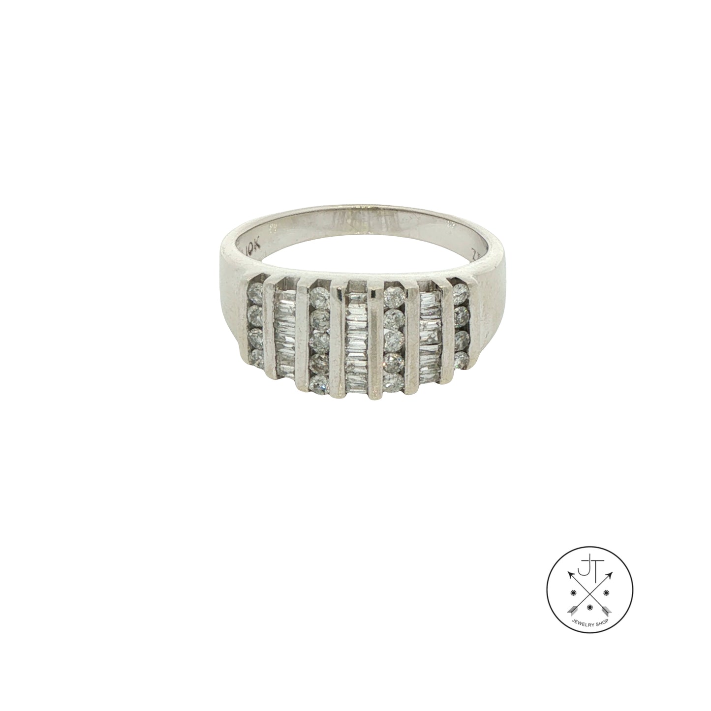 Vintage 10k White Gold Band with 2/3 ctw Natural Diamonds Size 7.25 Stackable
