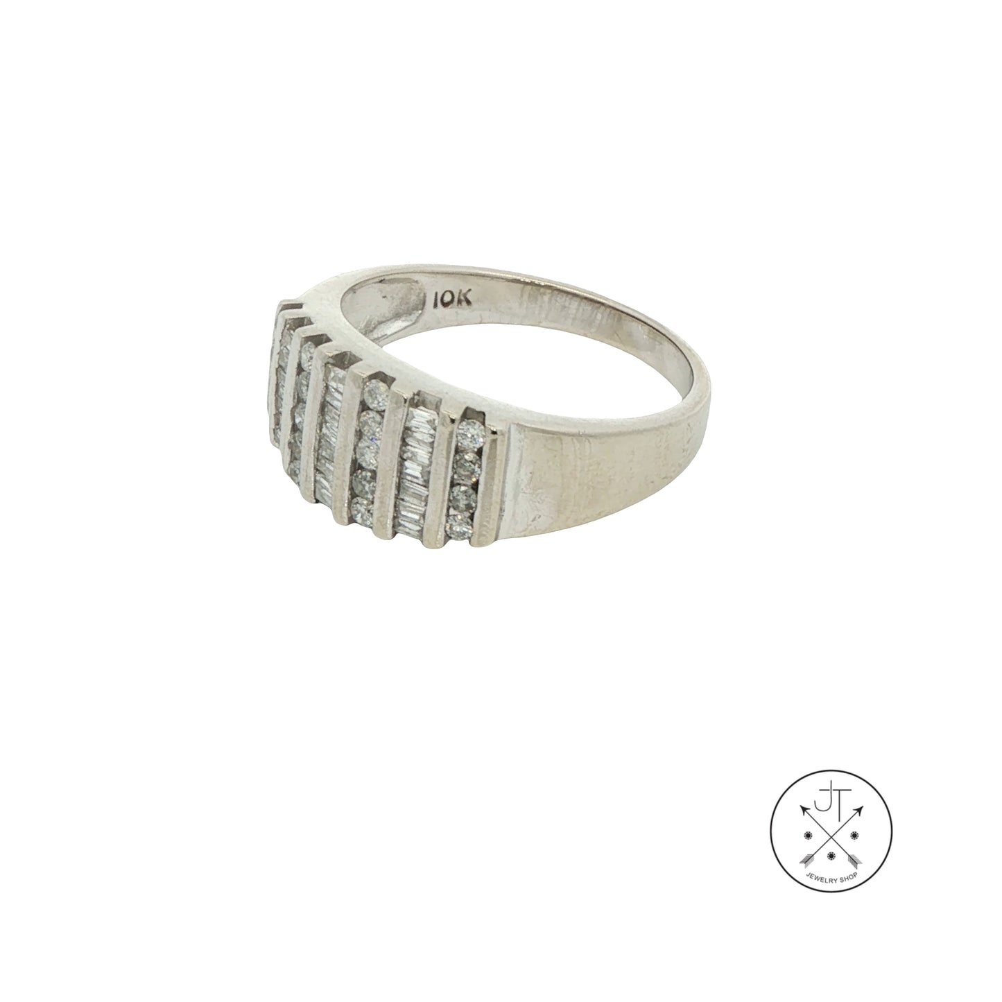 Vintage 10k White Gold Band with 2/3 ctw Natural Diamonds Size 7.25 Stackable