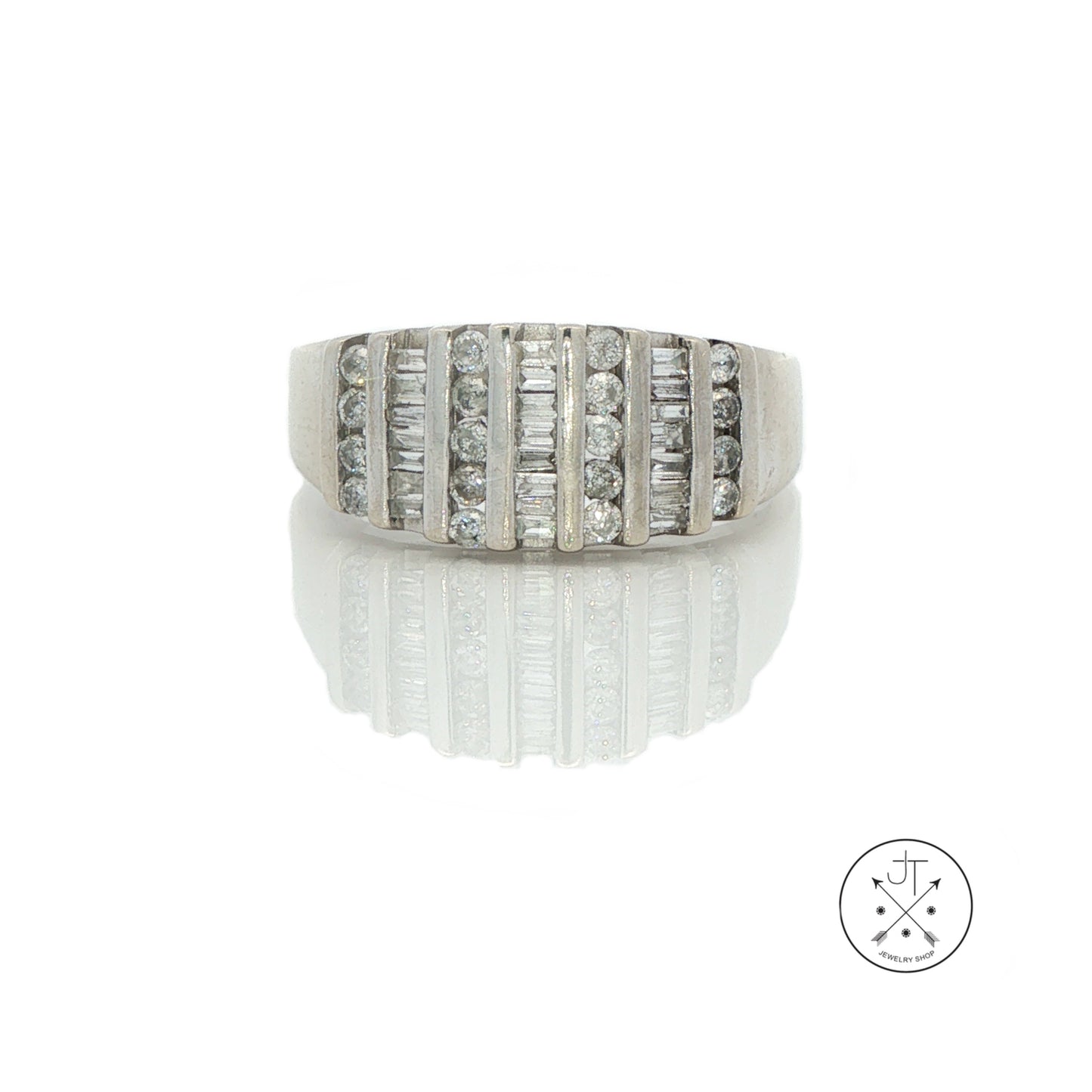 Vintage 10k White Gold Band with 2/3 ctw Natural Diamonds Size 7.25 Stackable