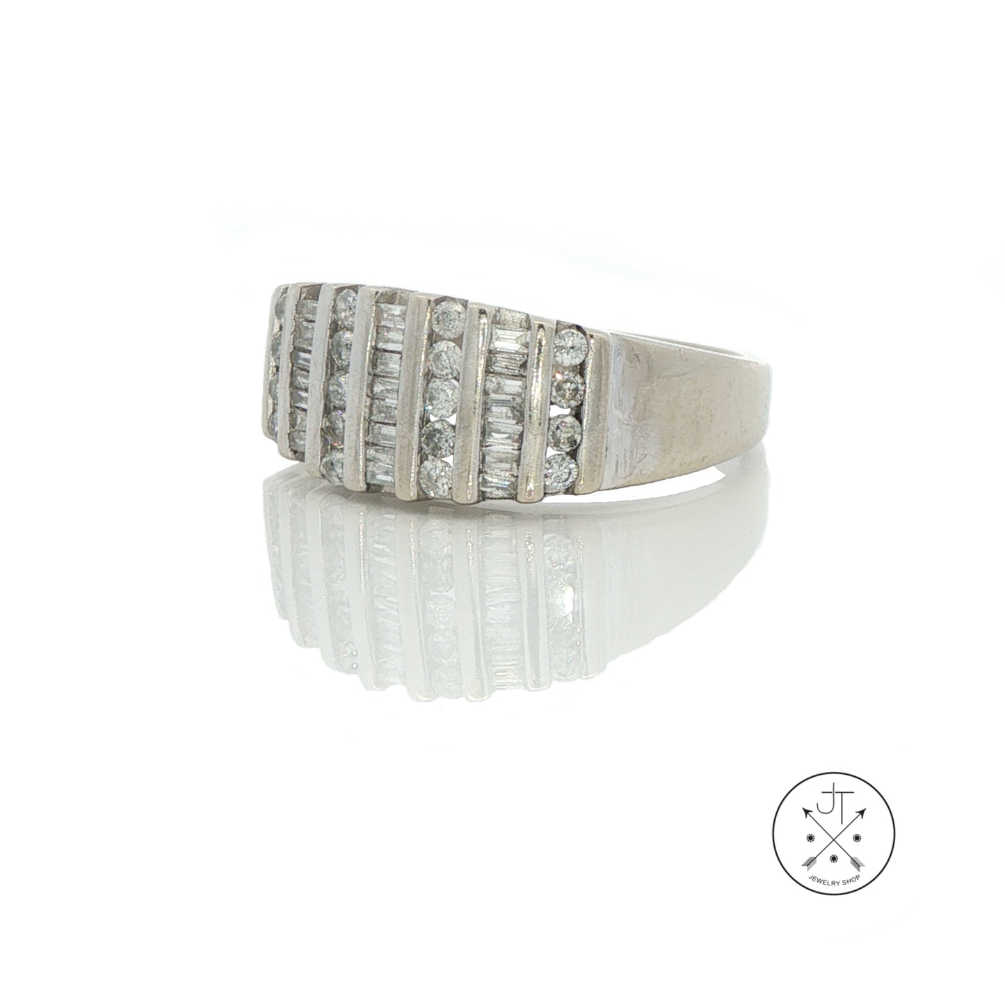 Vintage 10k White Gold Band with 2/3 ctw Natural Diamonds Size 7.25 Stackable