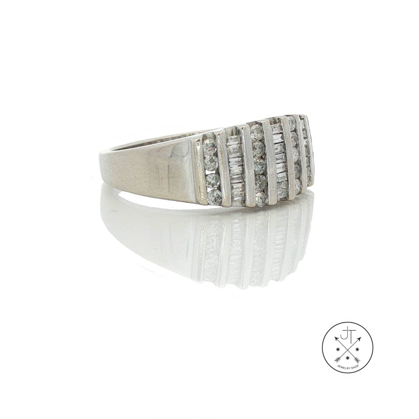 Vintage 10k White Gold Band with 2/3 ctw Natural Diamonds Size 7.25 Stackable