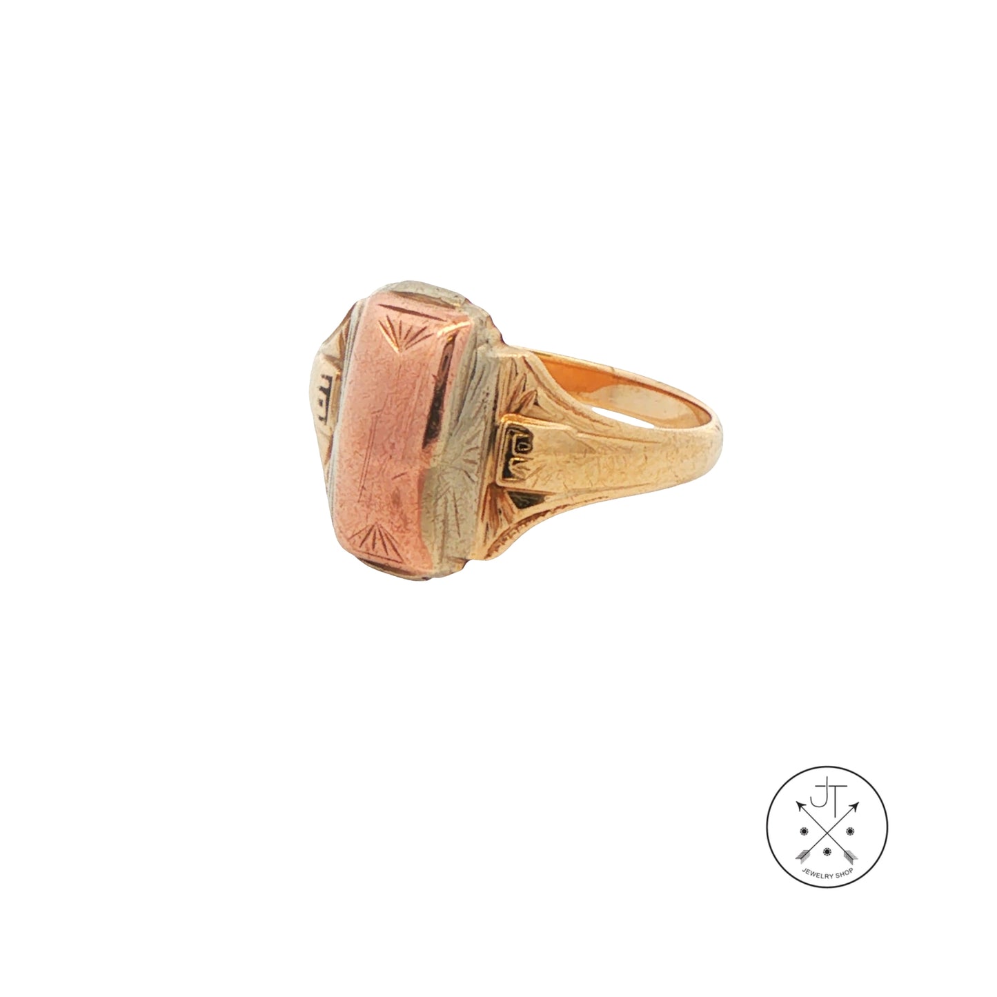 Vintage 10k Tri Gold Signet Ring Size 6 Star Manufacturing Mid Century
