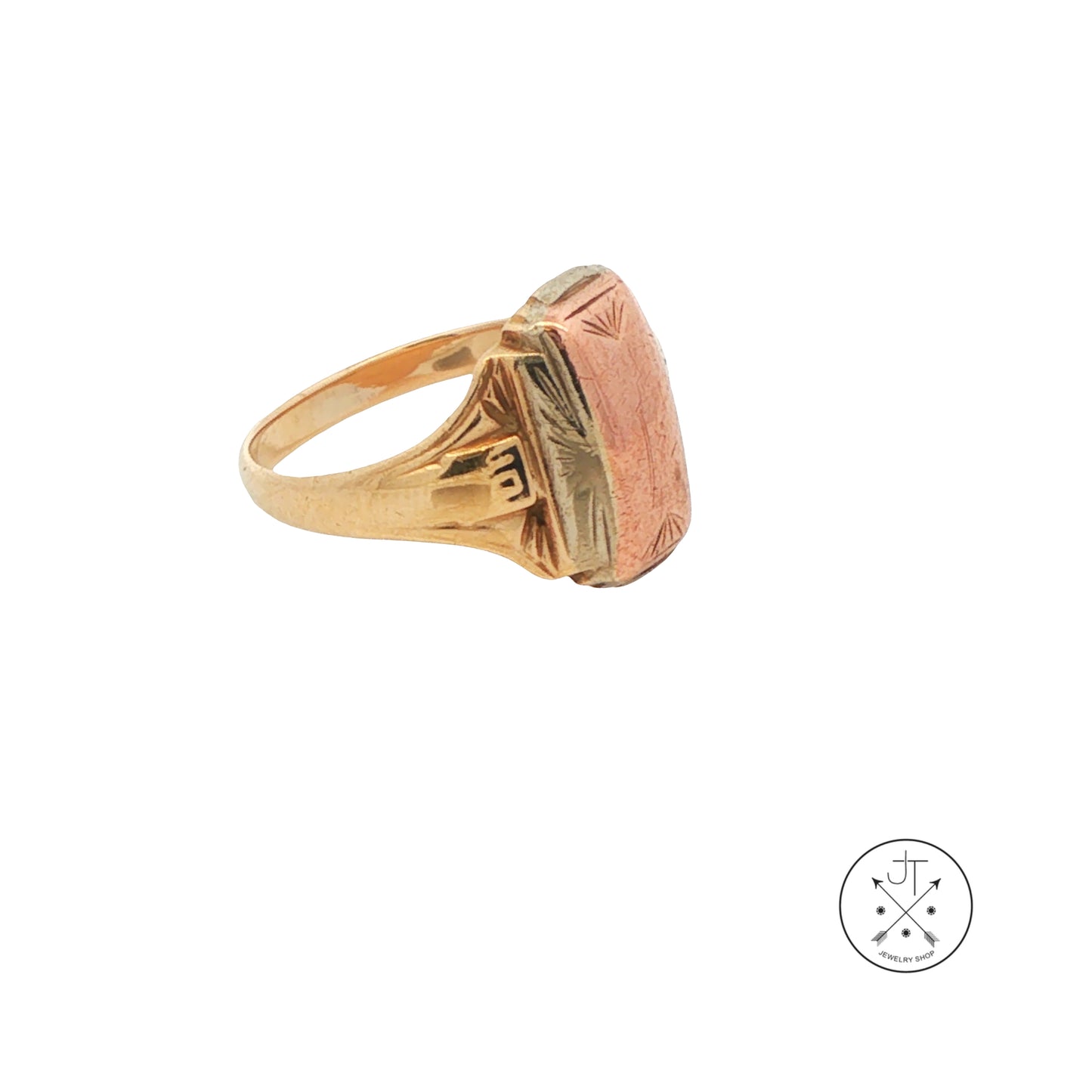 Vintage 10k Tri Gold Signet Ring Size 6 Star Manufacturing Mid Century