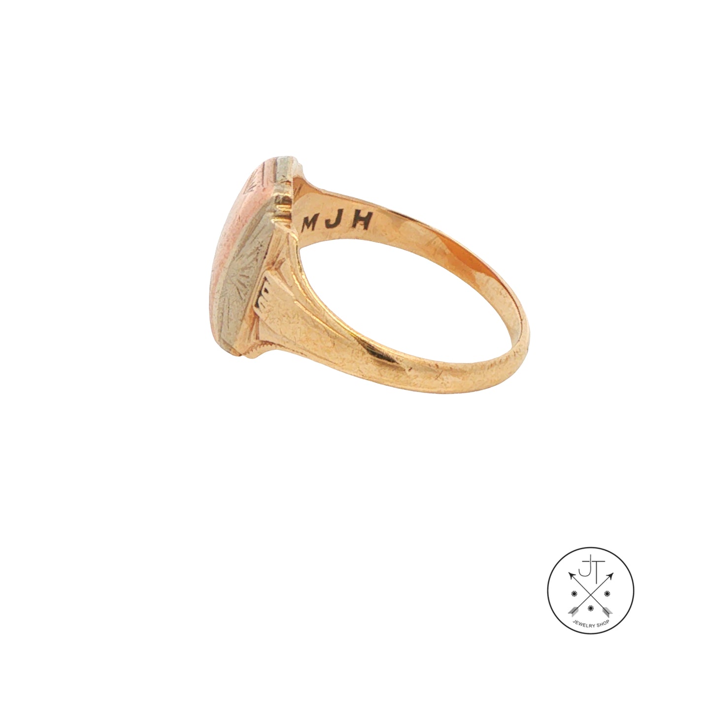 Vintage 10k Tri Gold Signet Ring Size 6 Star Manufacturing Mid Century