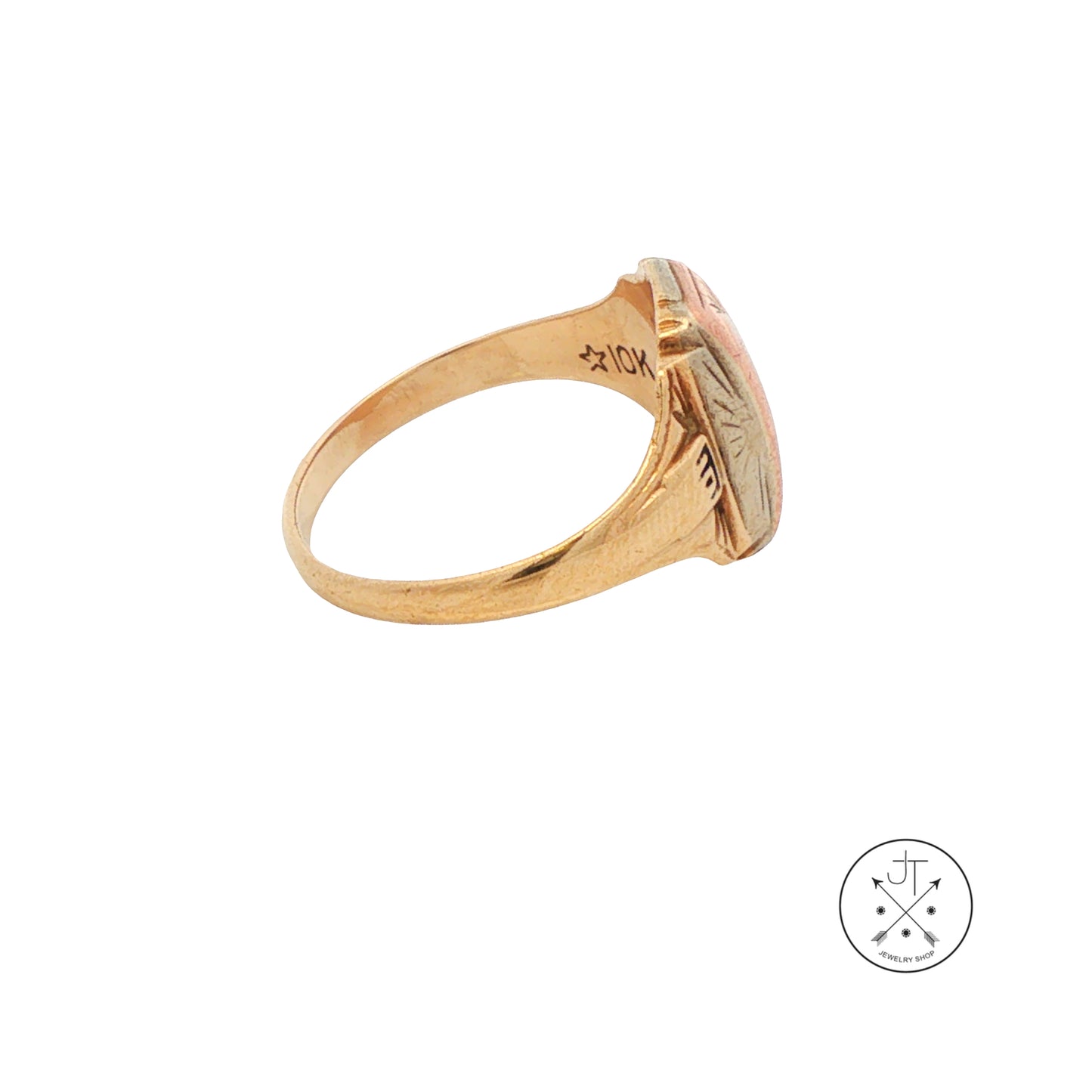 Vintage 10k Tri Gold Signet Ring Size 6 Star Manufacturing Mid Century