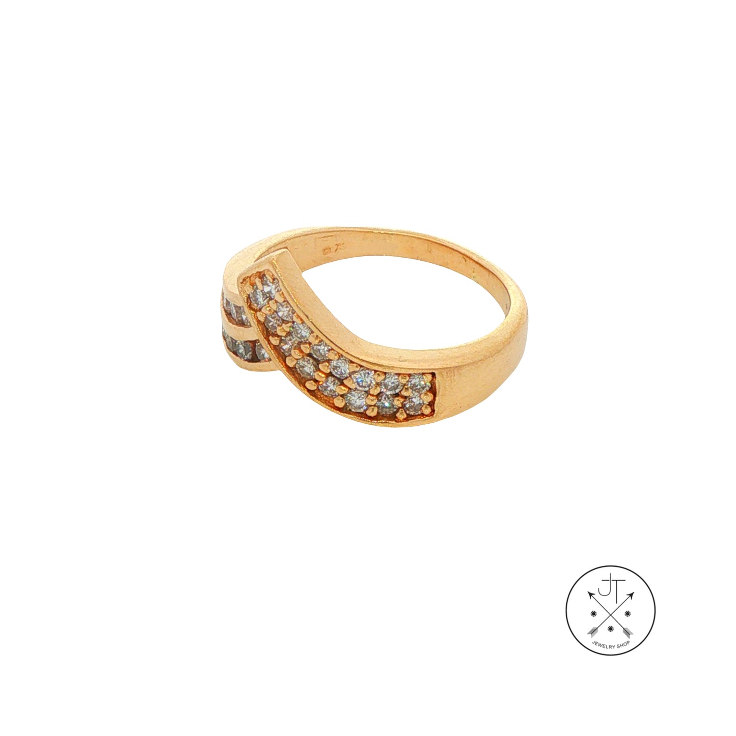 Vintage 14k Yellow Gold V Band with .37 ctw Natural Diamonds Size 4.5 Stackable