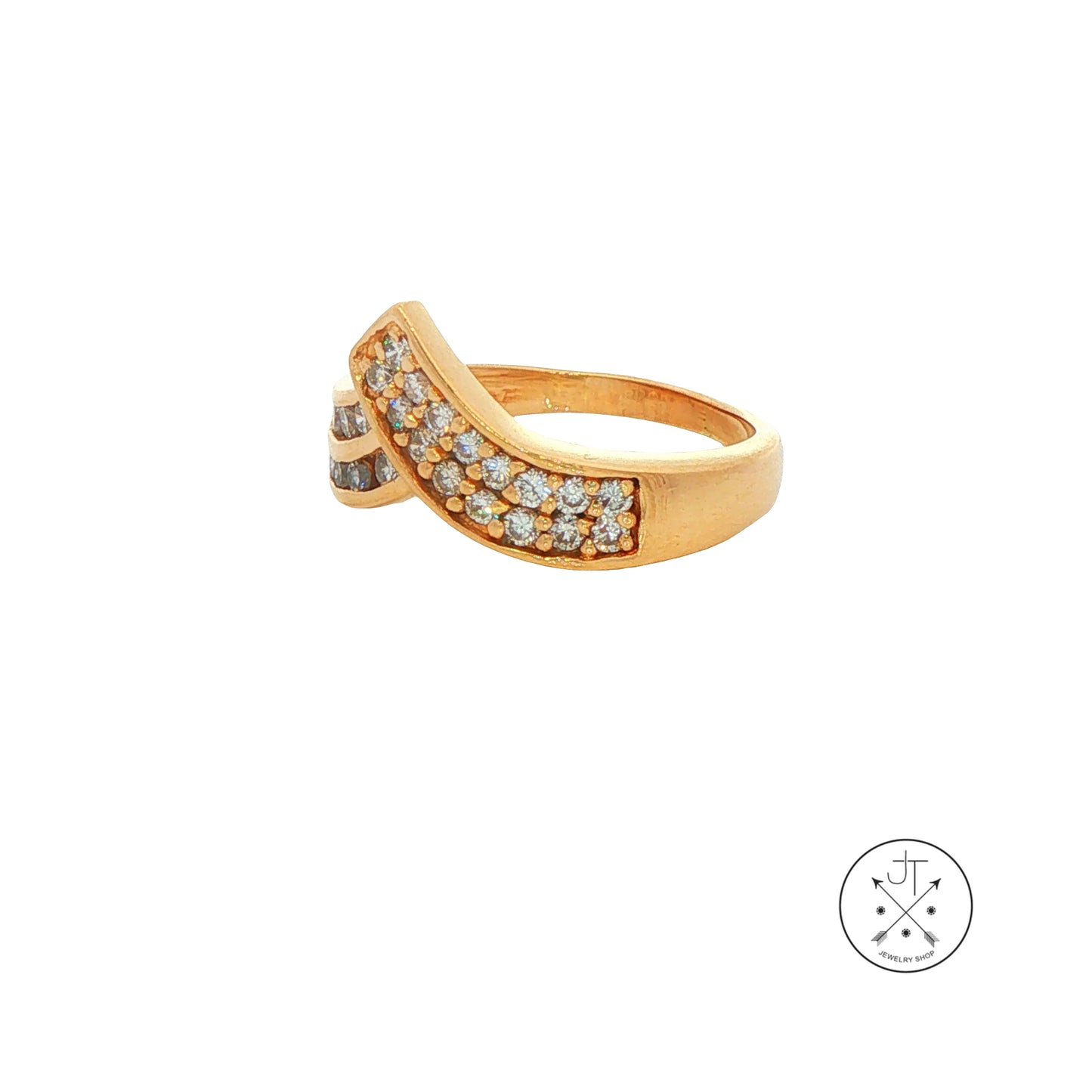 Vintage 14k Yellow Gold V Band with .37 ctw Natural Diamonds Size 4.5 Stackable