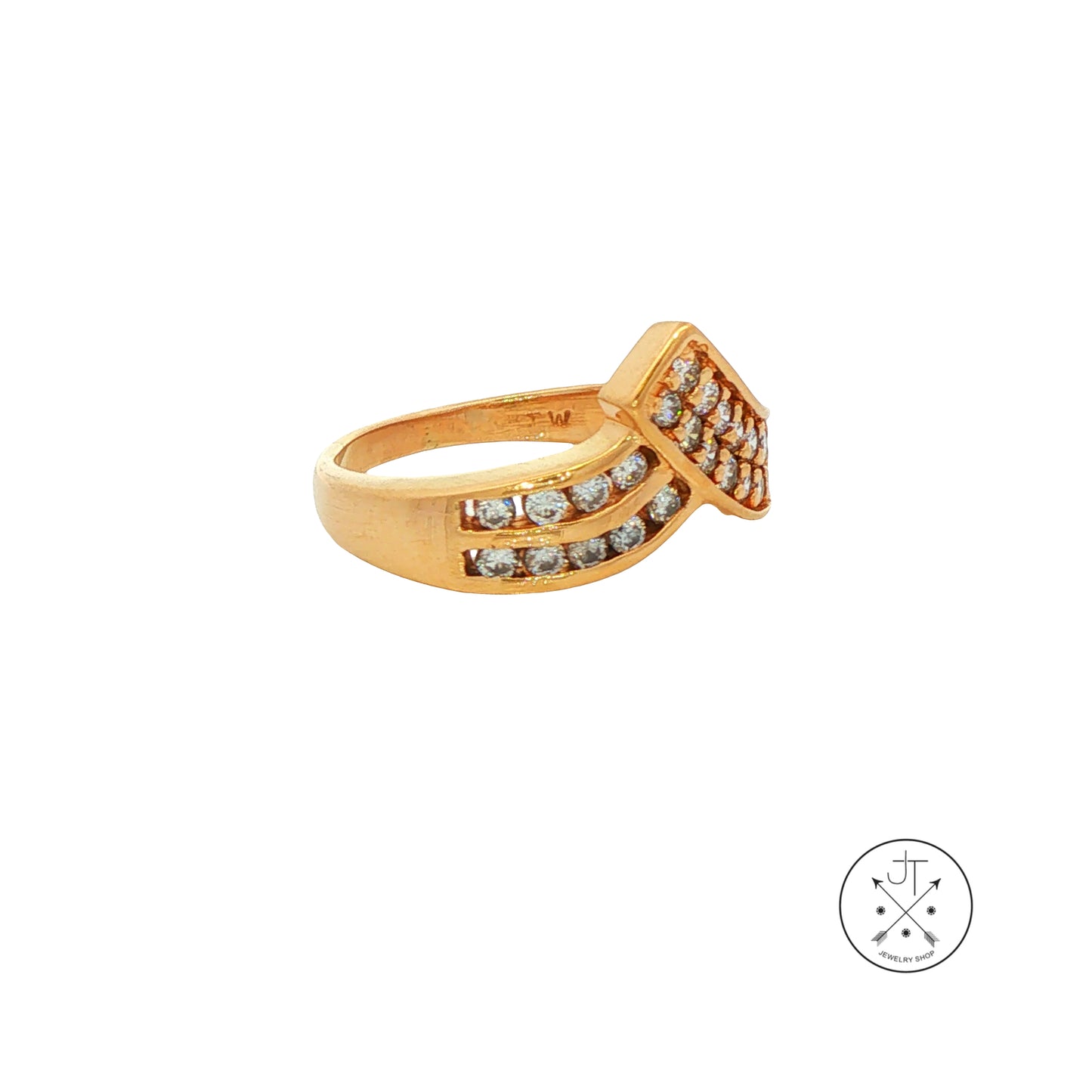 Vintage 14k Yellow Gold V Band with .37 ctw Natural Diamonds Size 4.5 Stackable