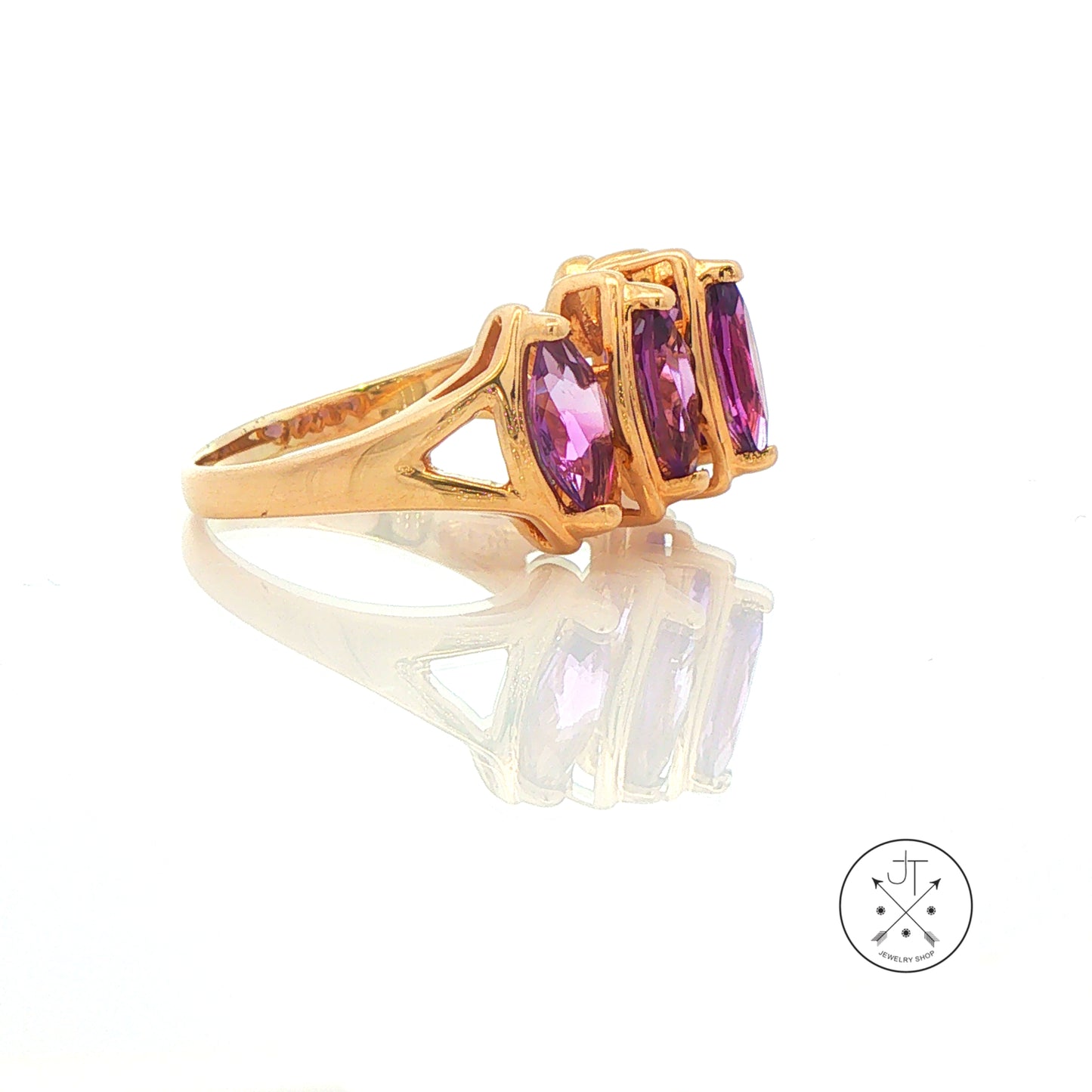 Vintage 14k Yellow Gold Statement Ring with Natural Amethyst Size 8