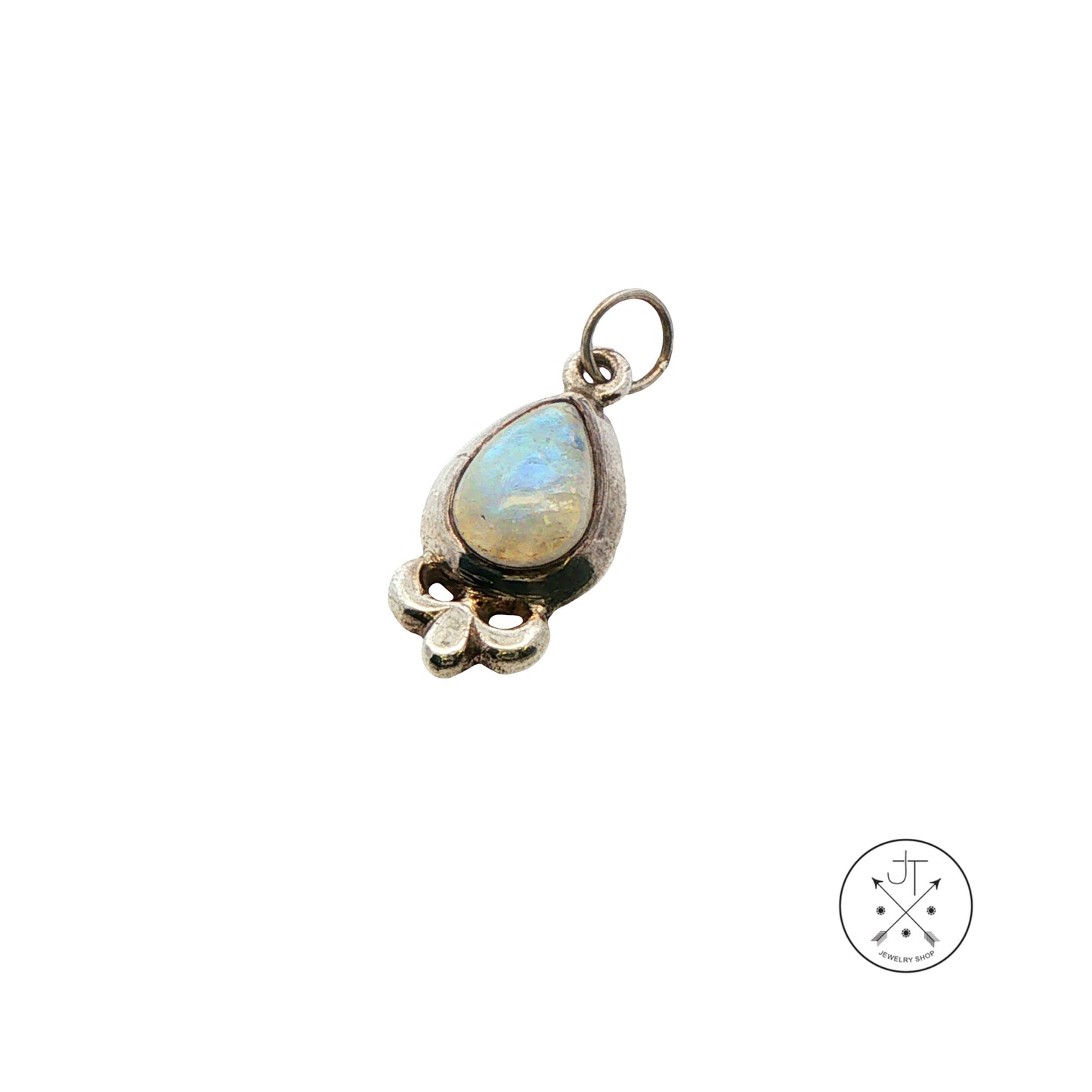 Small Vintage Sterling Silver Pendant with Natural Moonstone Drop