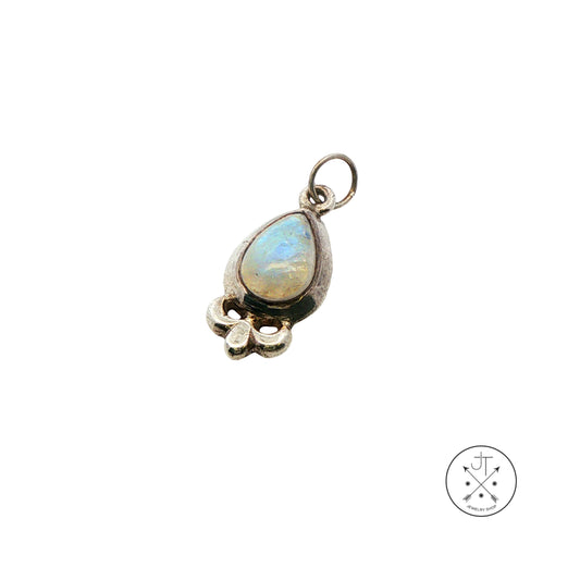 Small Vintage Sterling Silver Pendant with Natural Moonstone Drop
