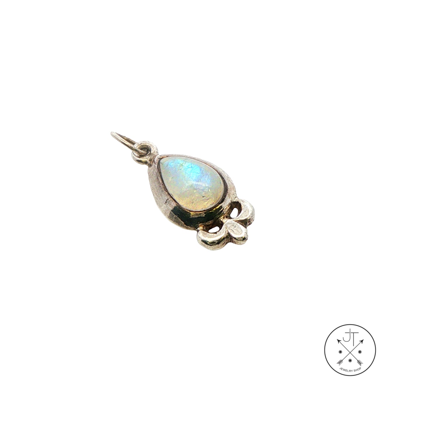 Small Vintage Sterling Silver Pendant with Natural Moonstone Drop