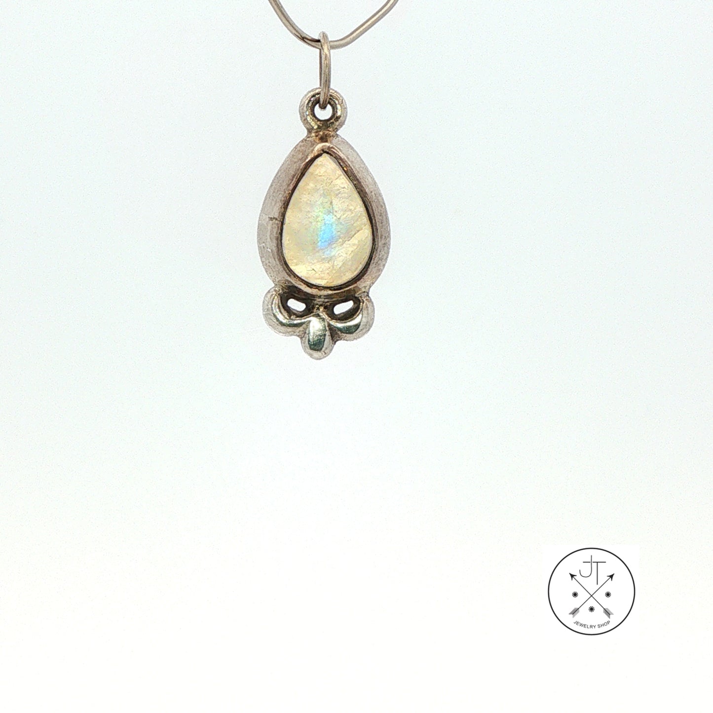 Small Vintage Sterling Silver Pendant with Natural Moonstone Drop