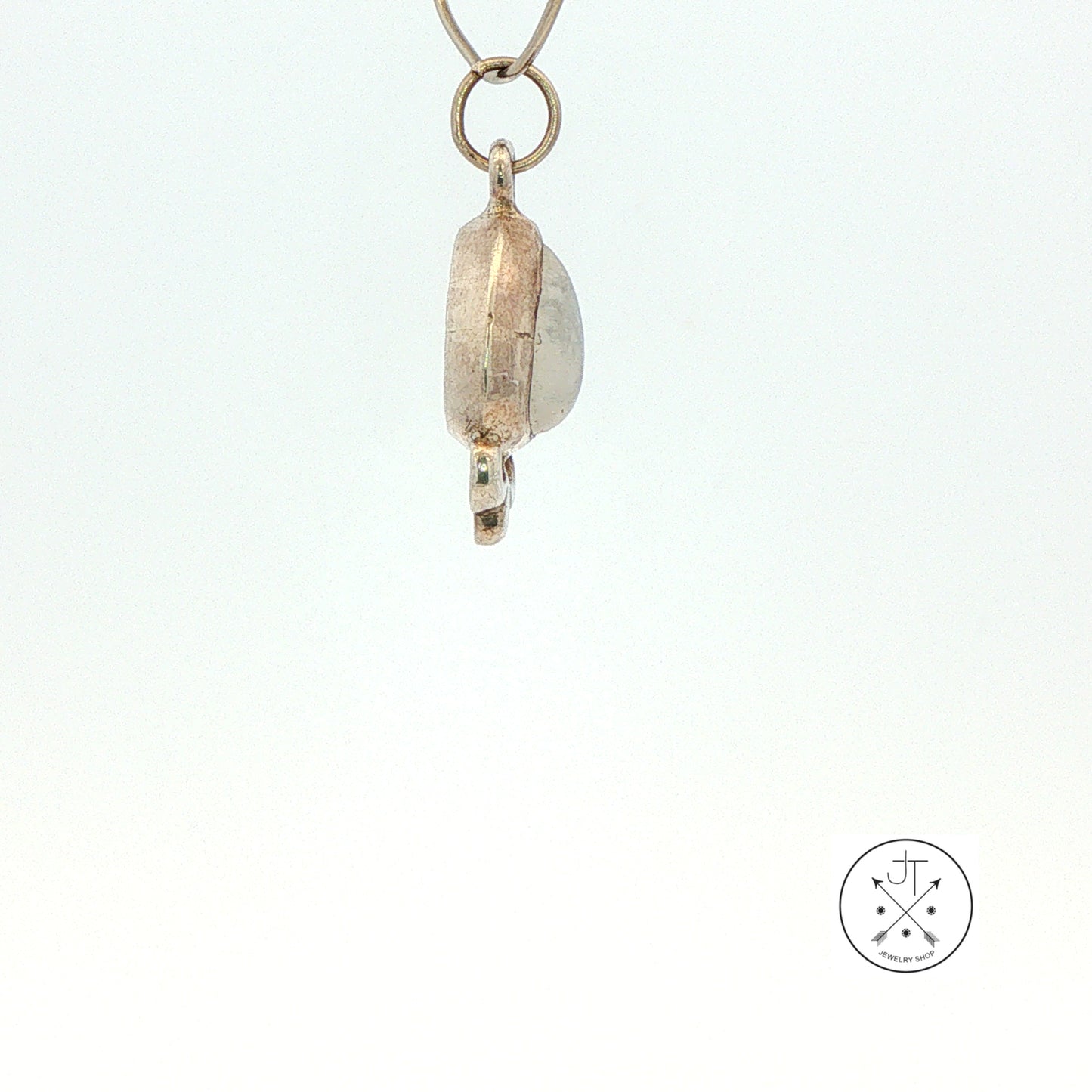 Small Vintage Sterling Silver Pendant with Natural Moonstone Drop