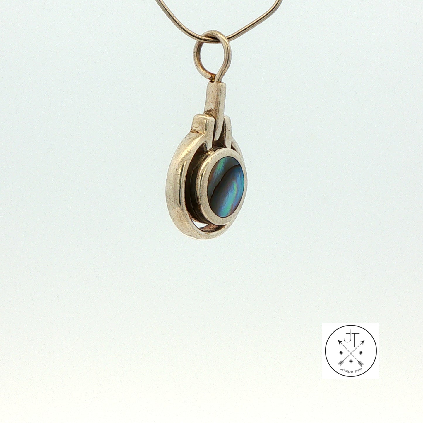 Vintage Sterling Silver Pendant with Natural Abalone Shell