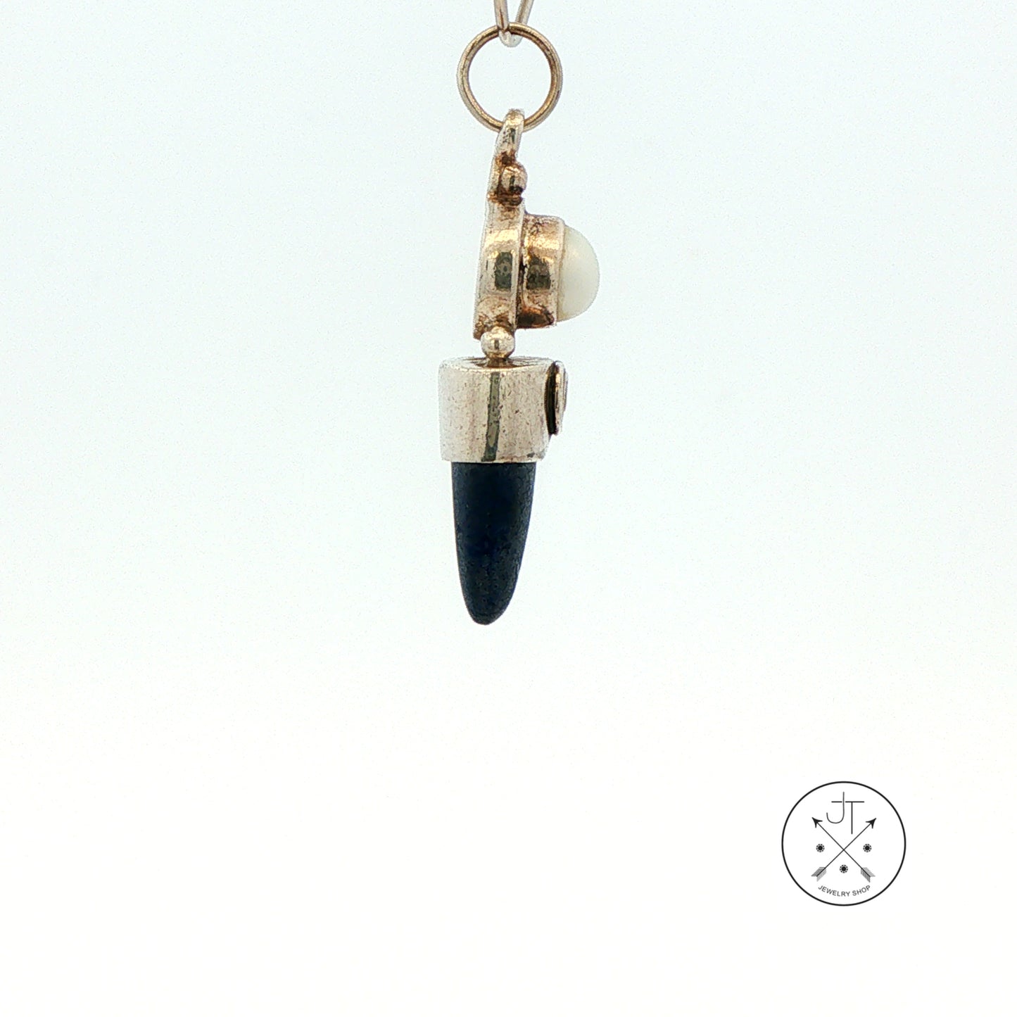 Vintage Sajen Sterling Silver Pendant with Natural Lapis Lazuli and Pearl