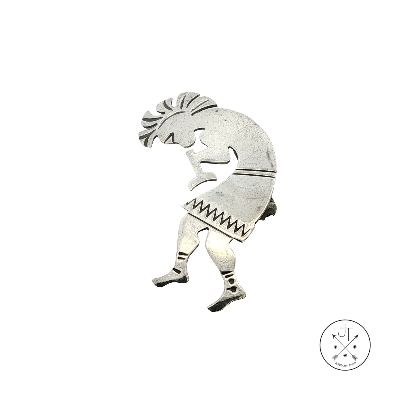 Vintage Native American Sterling Silver Kokopelli Brooch Pin Signed MB