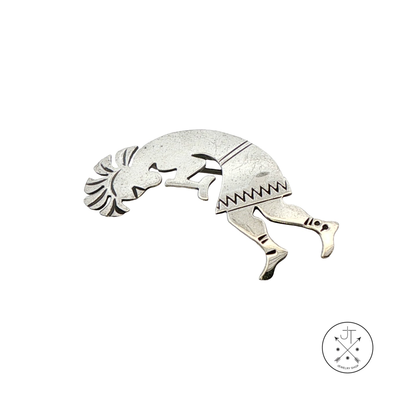 Vintage Native American Sterling Silver Kokopelli Brooch Pin Signed MB
