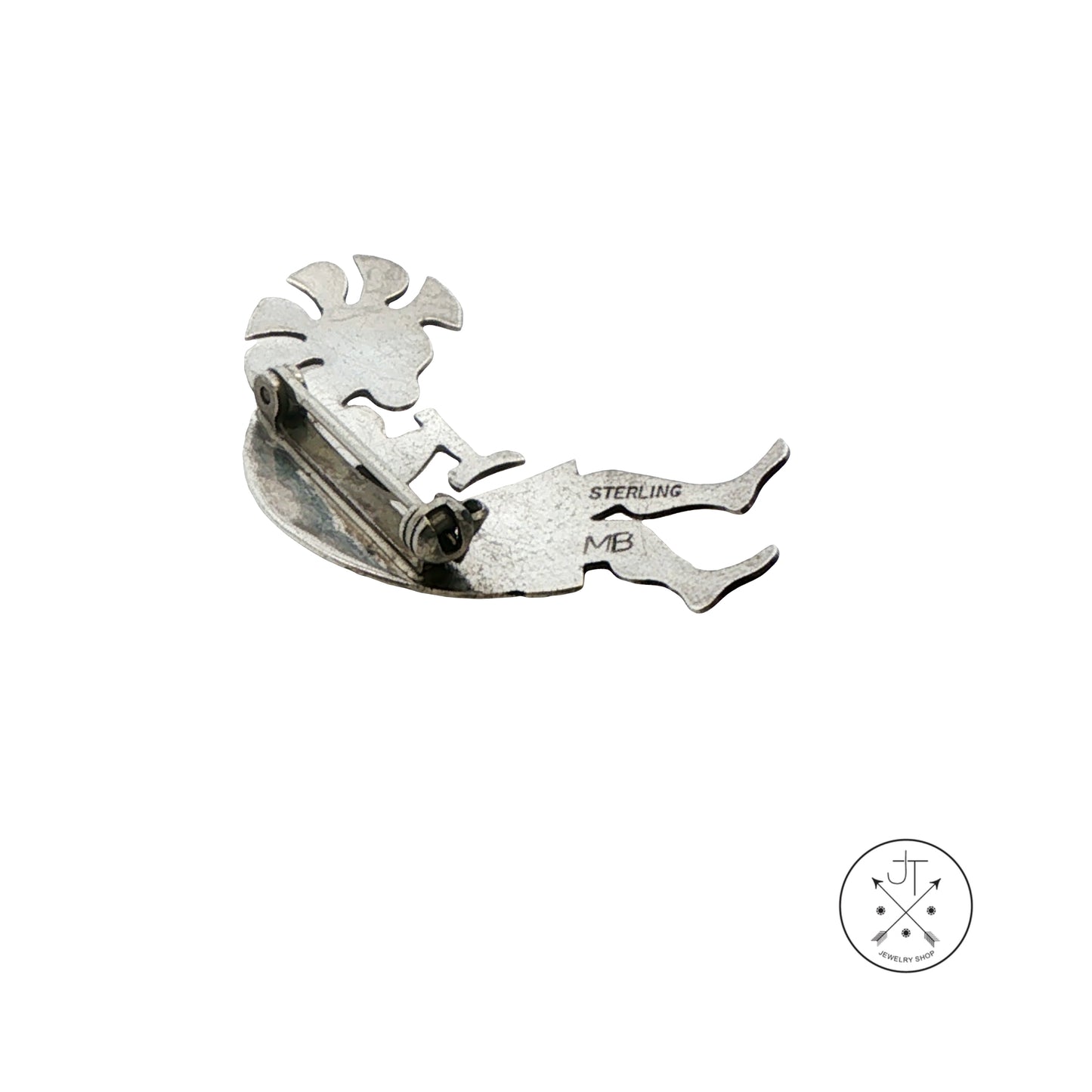 Vintage Native American Sterling Silver Kokopelli Brooch Pin Signed MB