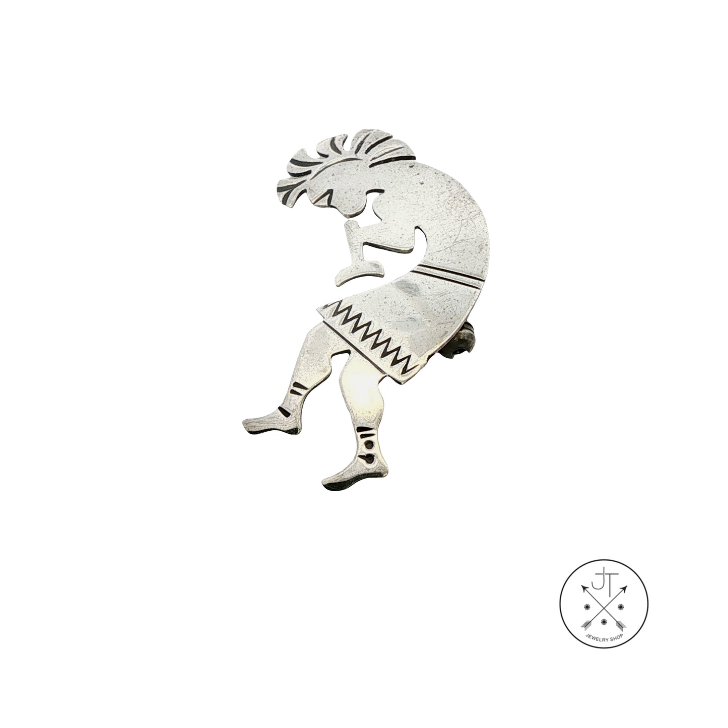 Vintage Native American Sterling Silver Kokopelli Brooch Pin Signed MB