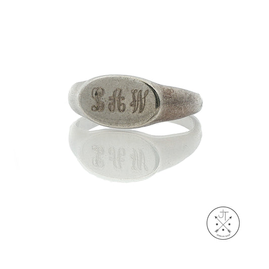 Vintage Sterling Silver Signet Ring Size 9 Personalized Band LAW
