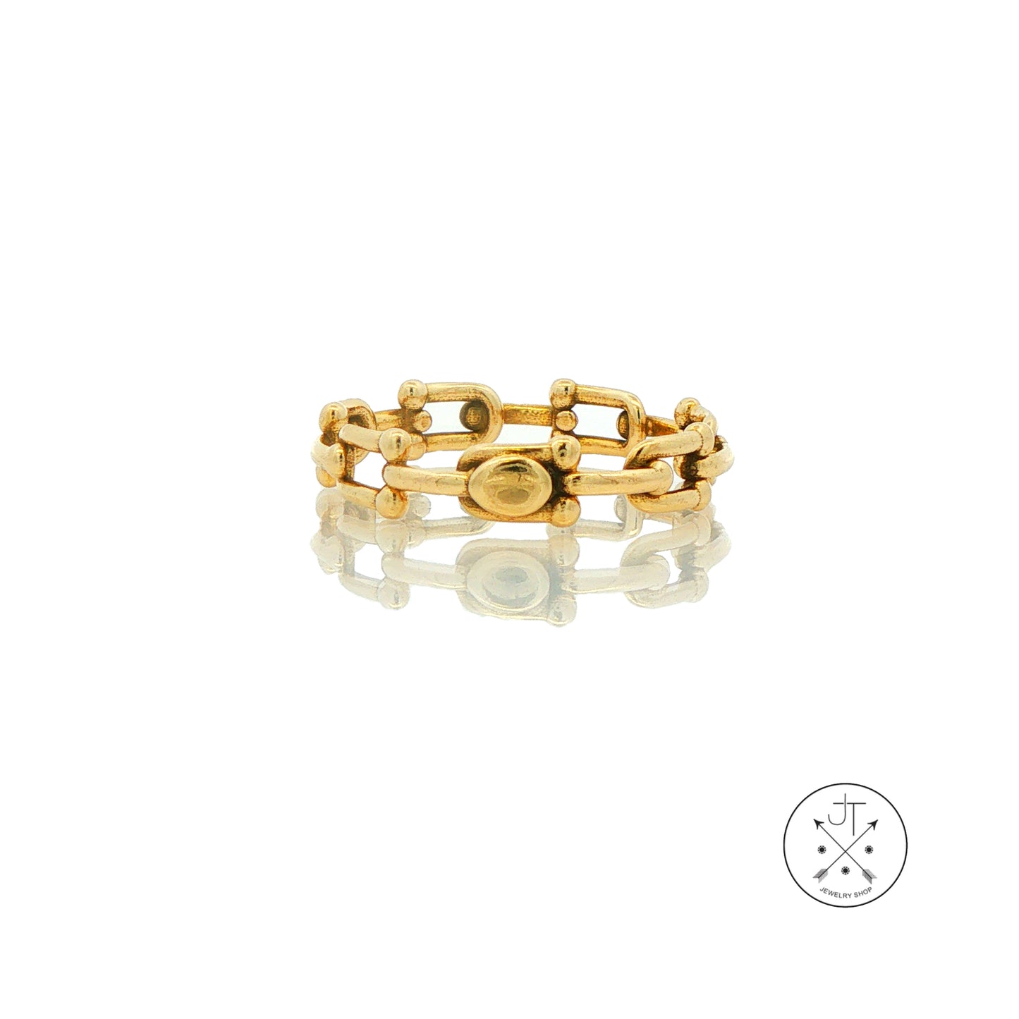 14k Yellow Gold Link Band Size 6.5 Italy Ring
