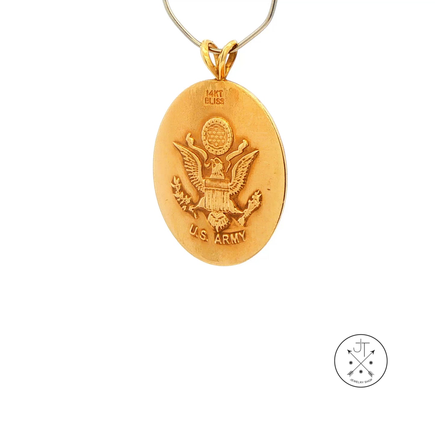 Vintage 14k Yellow Gold St. Michael / US Army Pendant Medallion Bliss