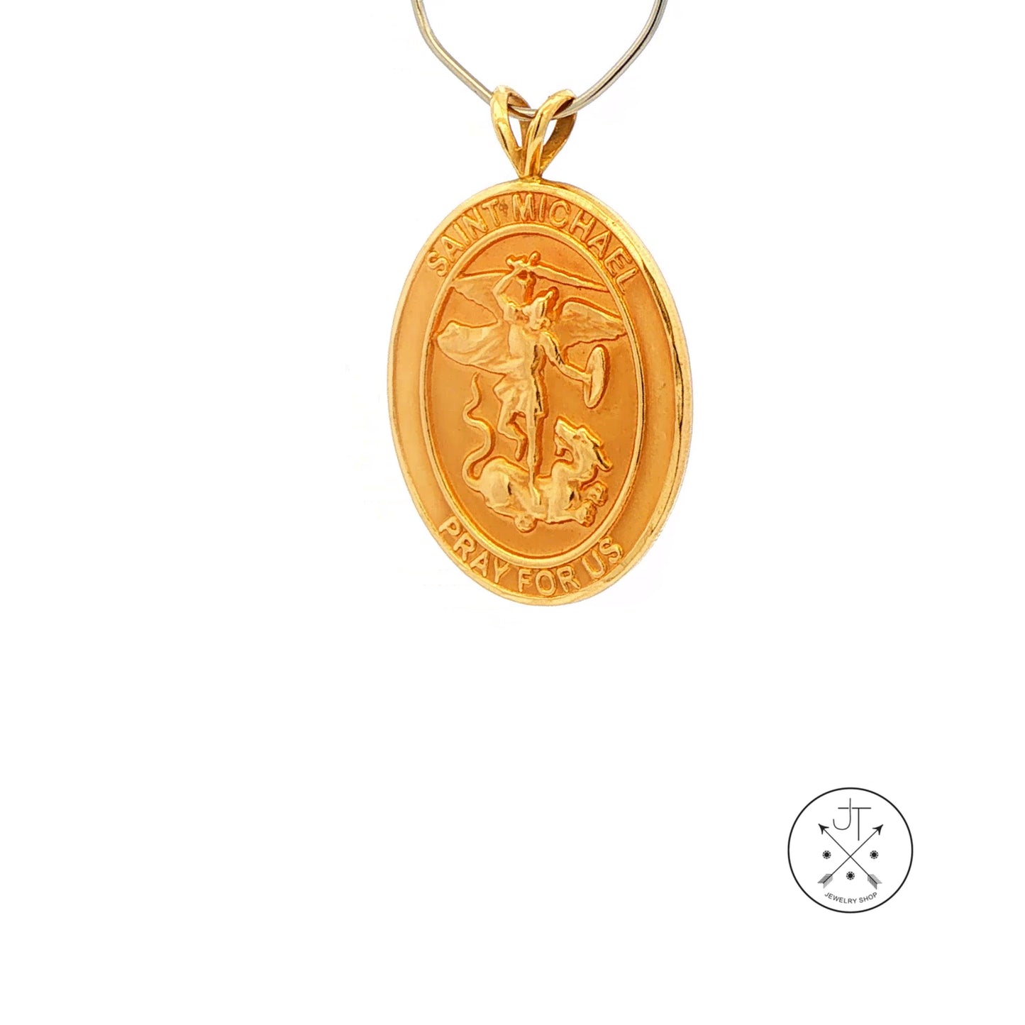 Vintage 14k Yellow Gold St. Michael / US Army Pendant Medallion Bliss