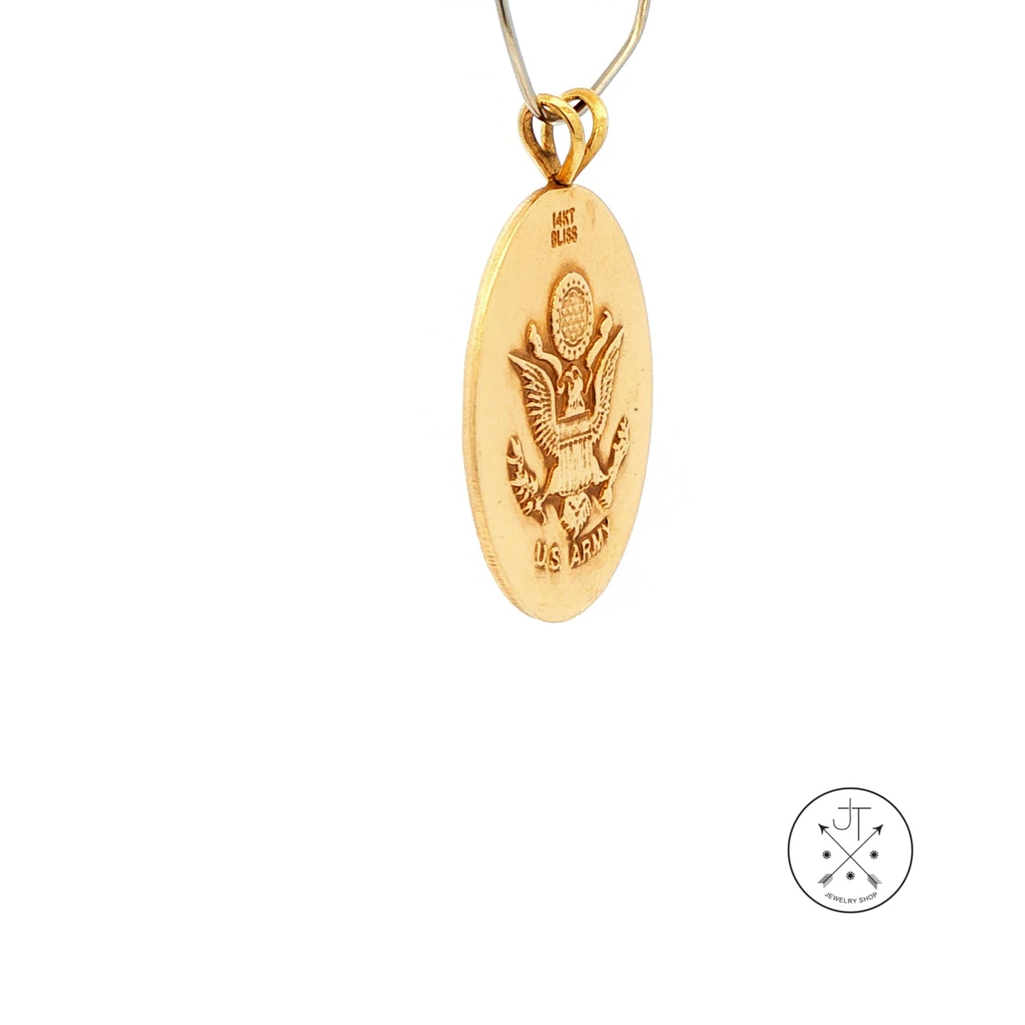 Vintage 14k Yellow Gold St. Michael / US Army Pendant Medallion Bliss