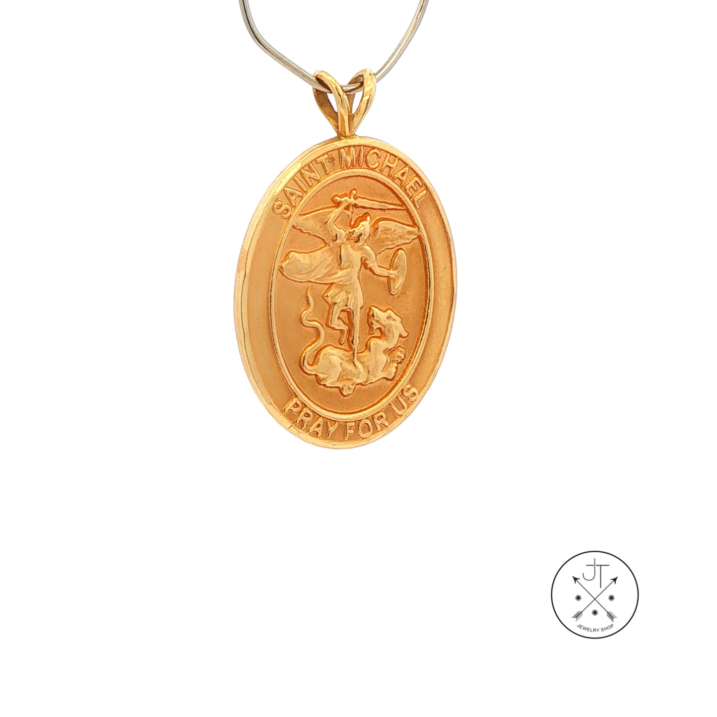Vintage 14k Yellow Gold St. Michael / US Army Pendant Medallion Bliss