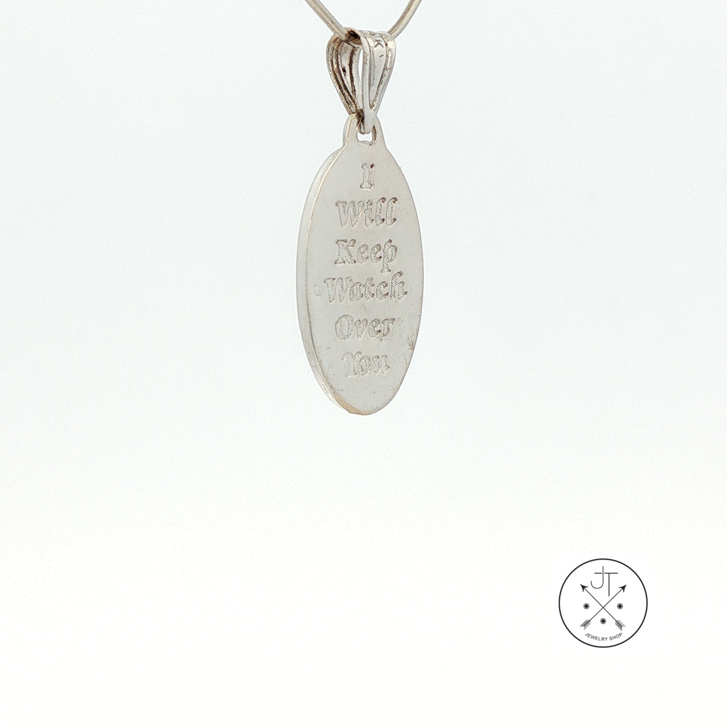 Vintage 14k White Gold Guardian Angel Pendant Diamond Medallion