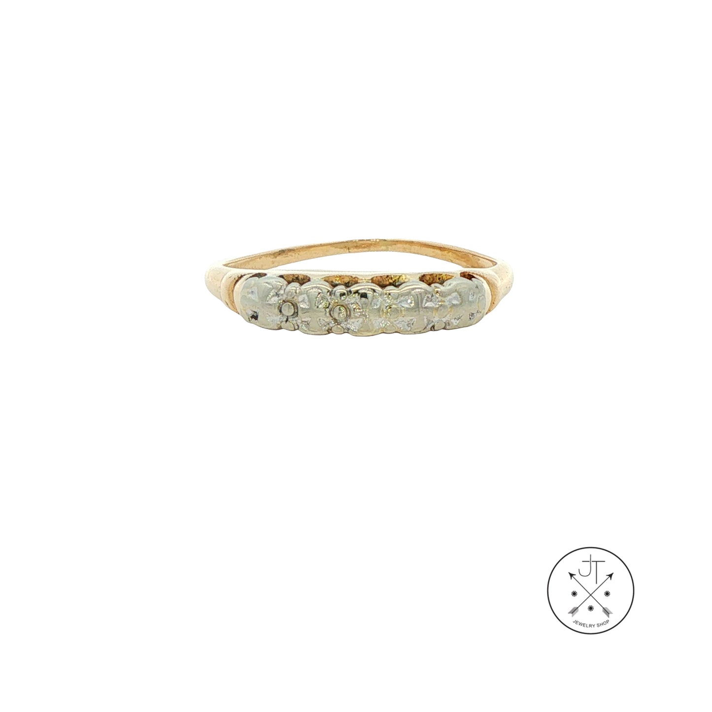 Vintage Karlan Bleicher 14k Yellow and White Gold Band Size 6 Stackable Diamond 'look'