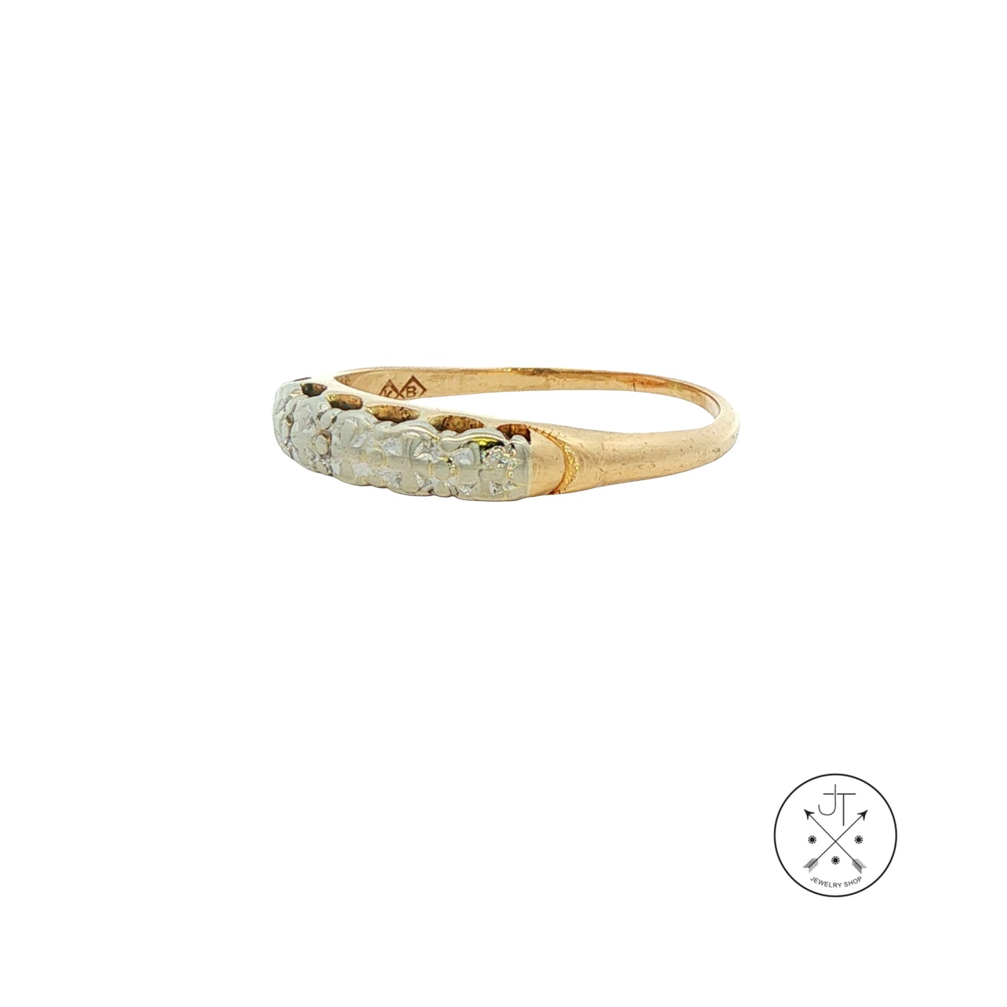 Vintage Karlan Bleicher 14k Yellow and White Gold Band Size 6 Stackable Diamond 'look'