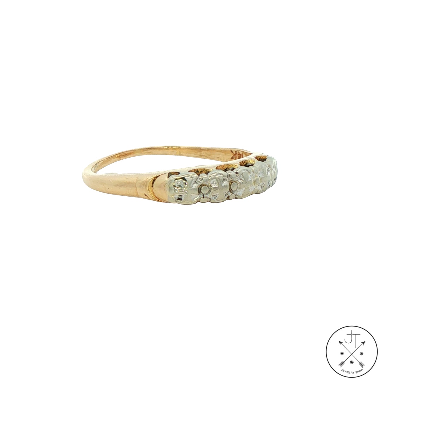 Vintage Karlan Bleicher 14k Yellow and White Gold Band Size 6 Stackable Diamond 'look'