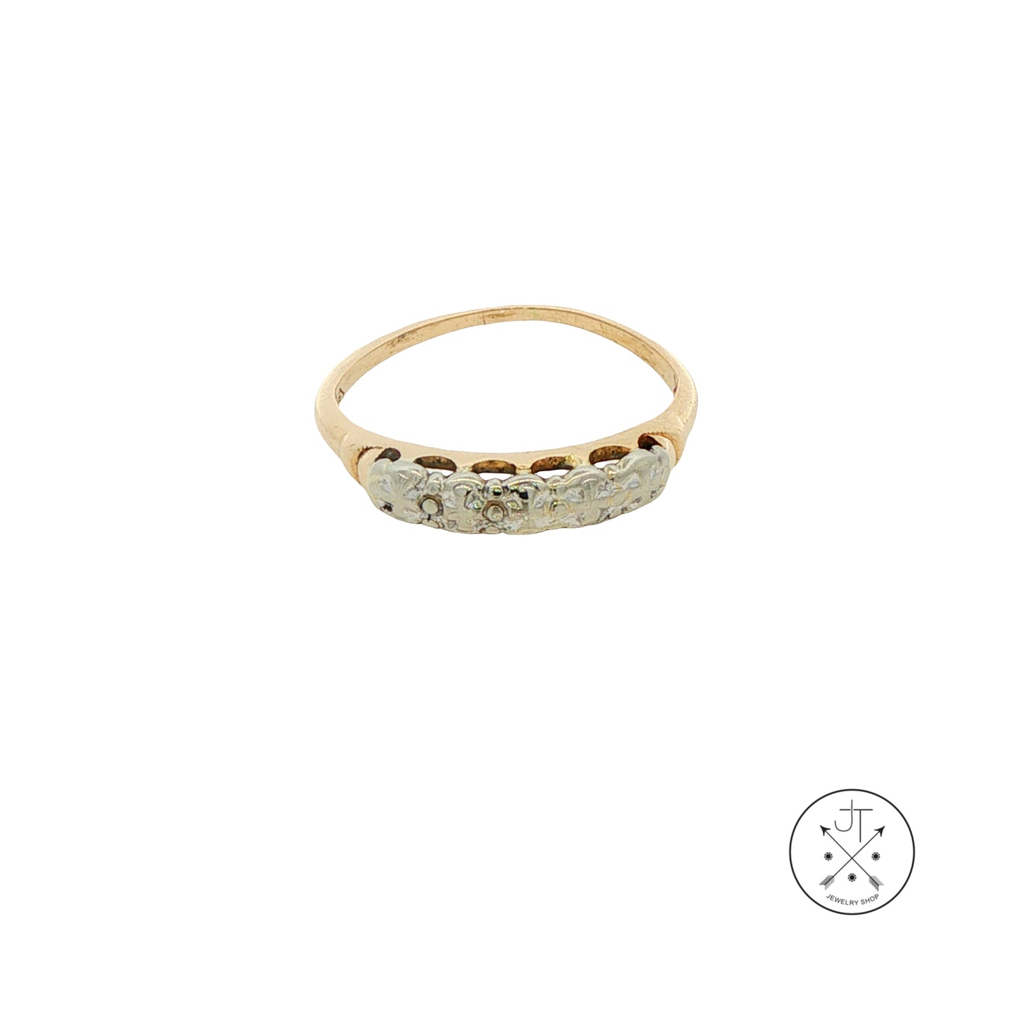 Vintage Karlan Bleicher 14k Yellow and White Gold Band Size 6 Stackable Diamond 'look'