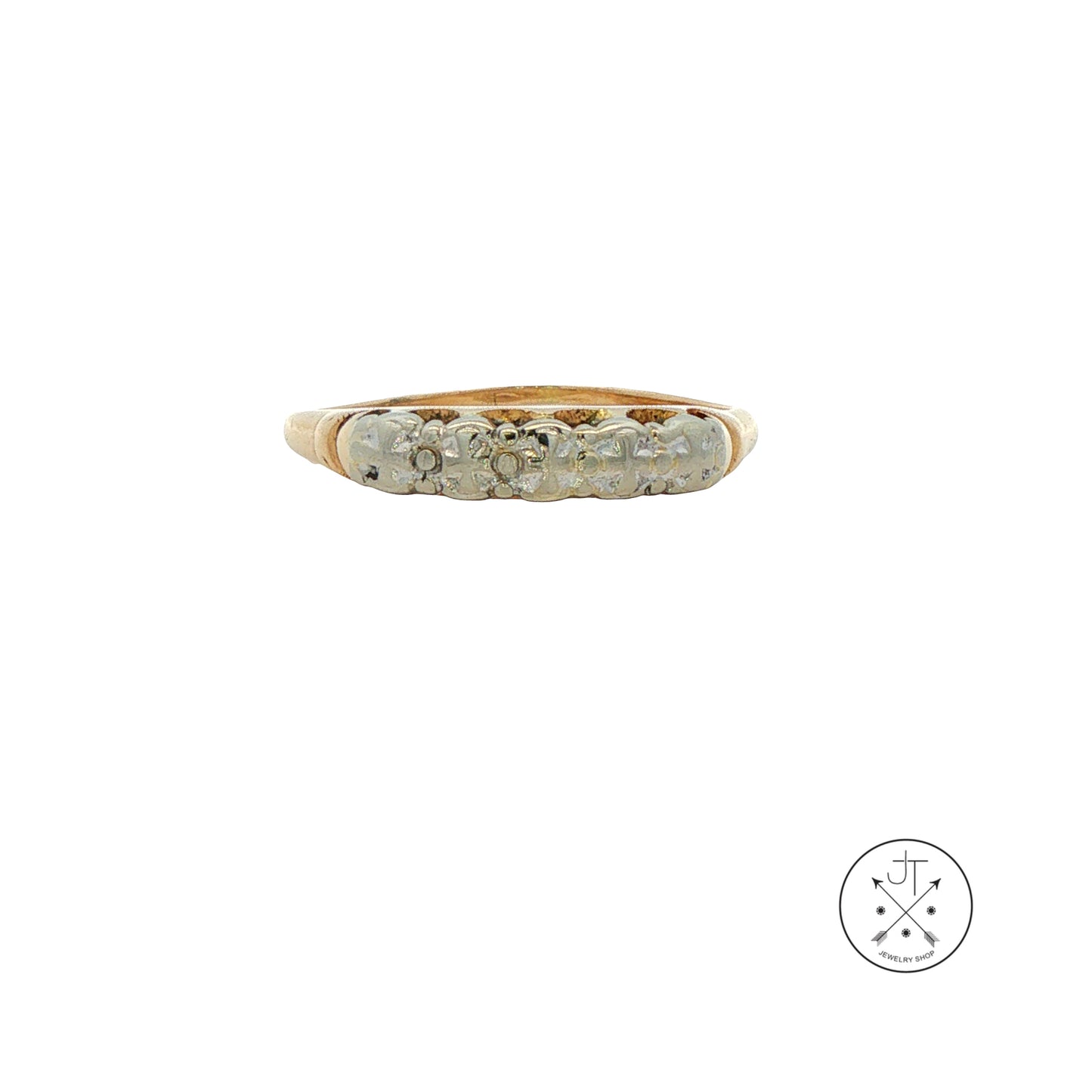 Vintage Karlan Bleicher 14k Yellow and White Gold Band Size 6 Stackable Diamond 'look'